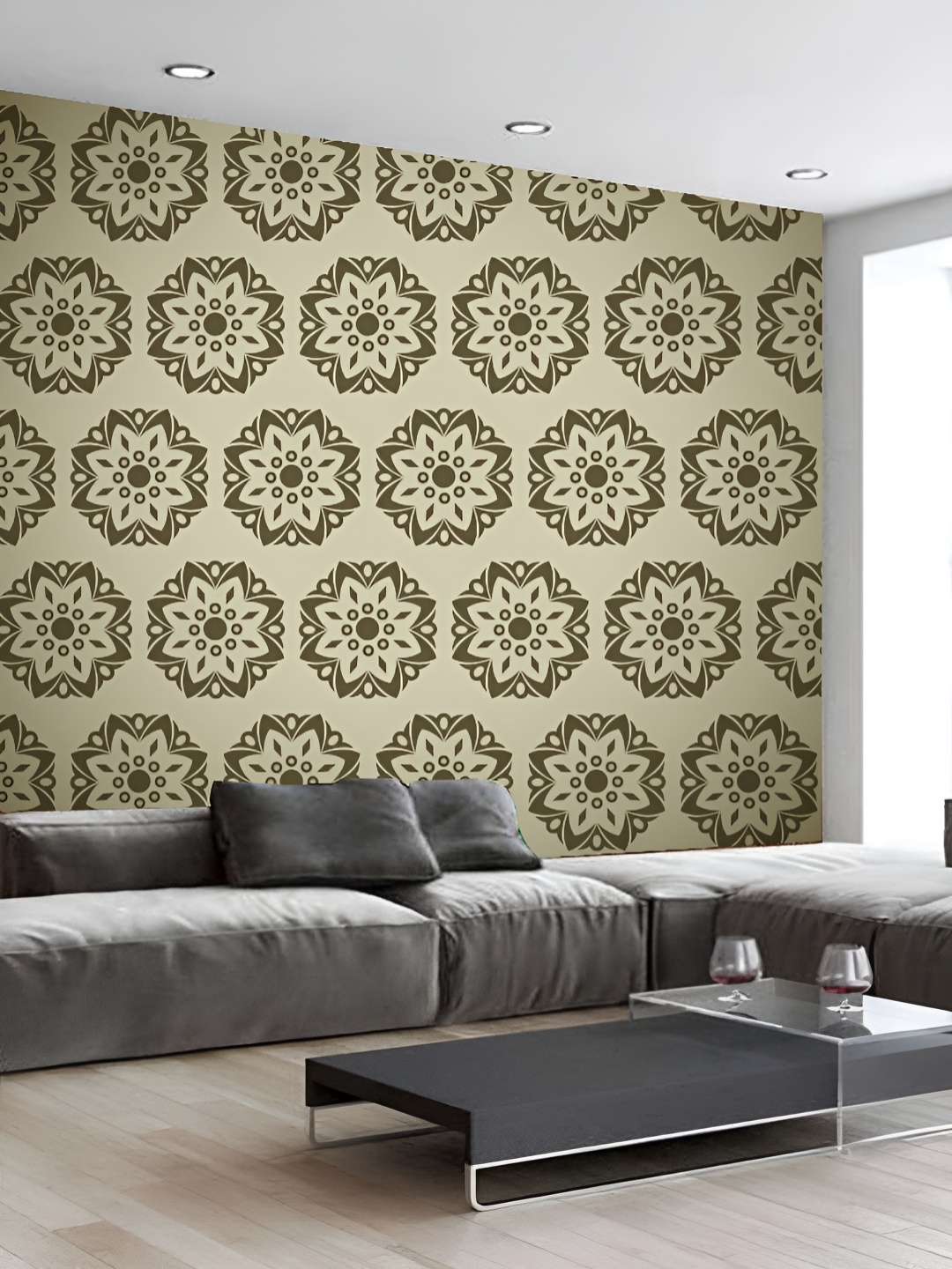 

KSHIRSA Brown & Beige Floral Printed 3D Self Adhesive Wallpaper