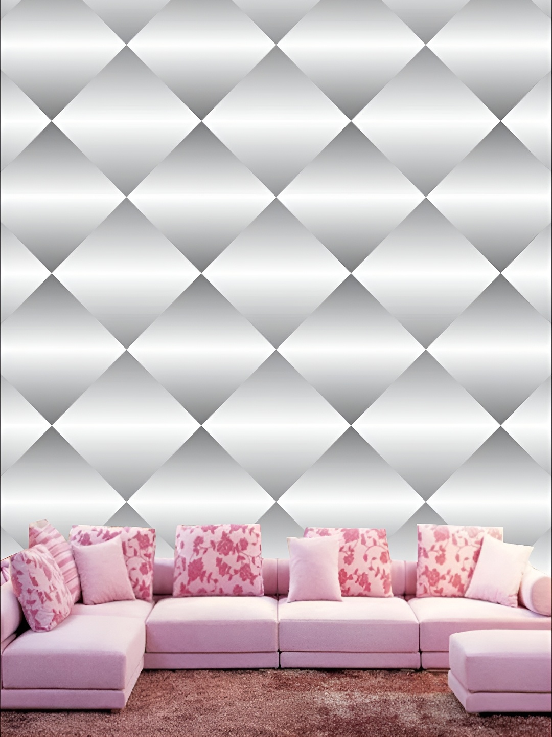 

KSHIRSA White & Grey Geometric Printed 3D Self Adhesive Wallpaper