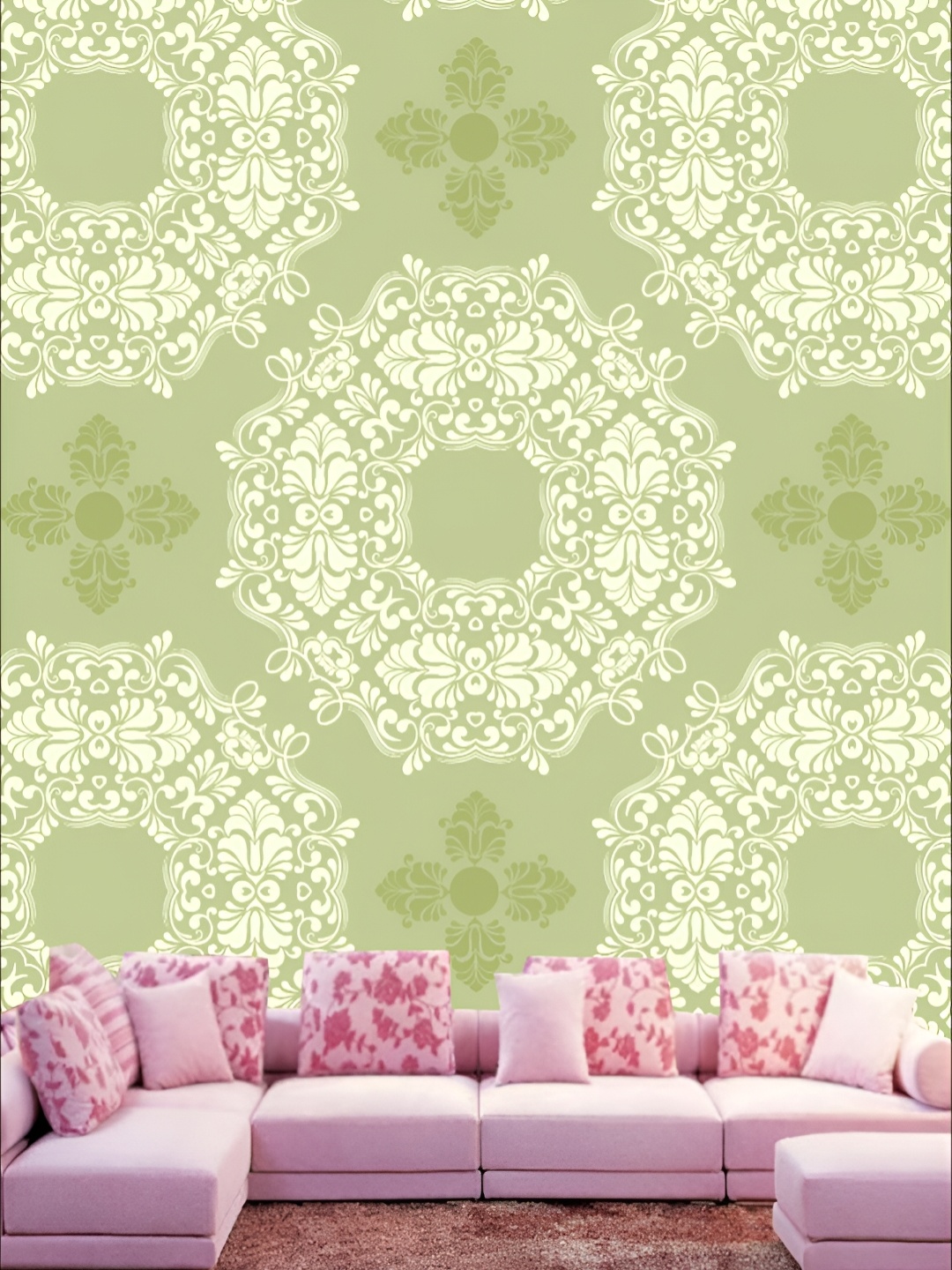 

KSHIRSA Green & Beige Floral Printed 3D Self Adhesive Wallpaper
