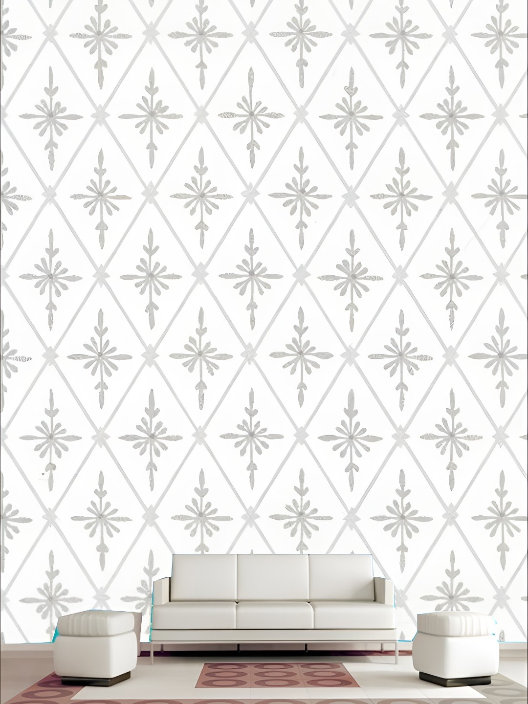

KSHIRSA White & Grey Floral Printed 3D Self Adhesive Wallpaper