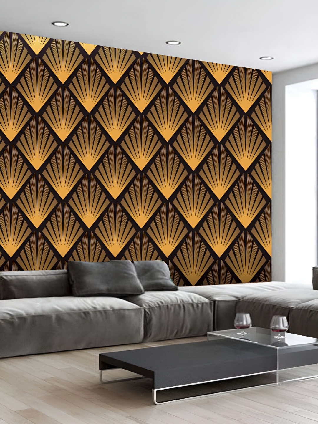 

KSHIRSA Yellow & Black Geometric Printed 3D Self Adhesive Wallpaper