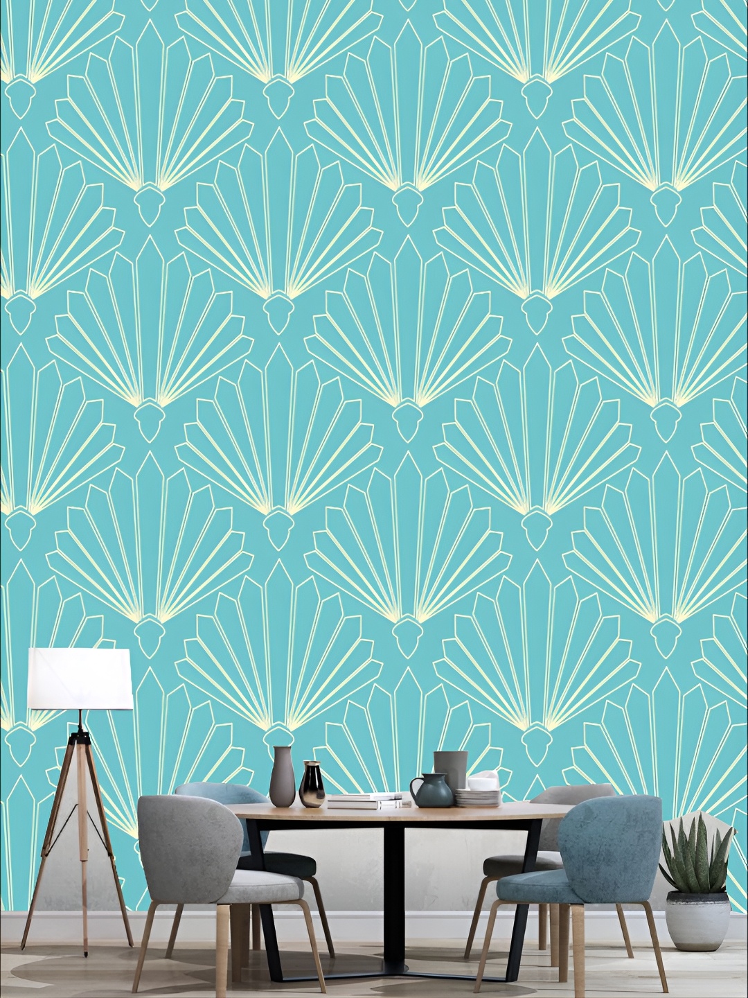 

KSHIRSA White & Blue Floral Printed 3D Self Adhesive Wall Sticker
