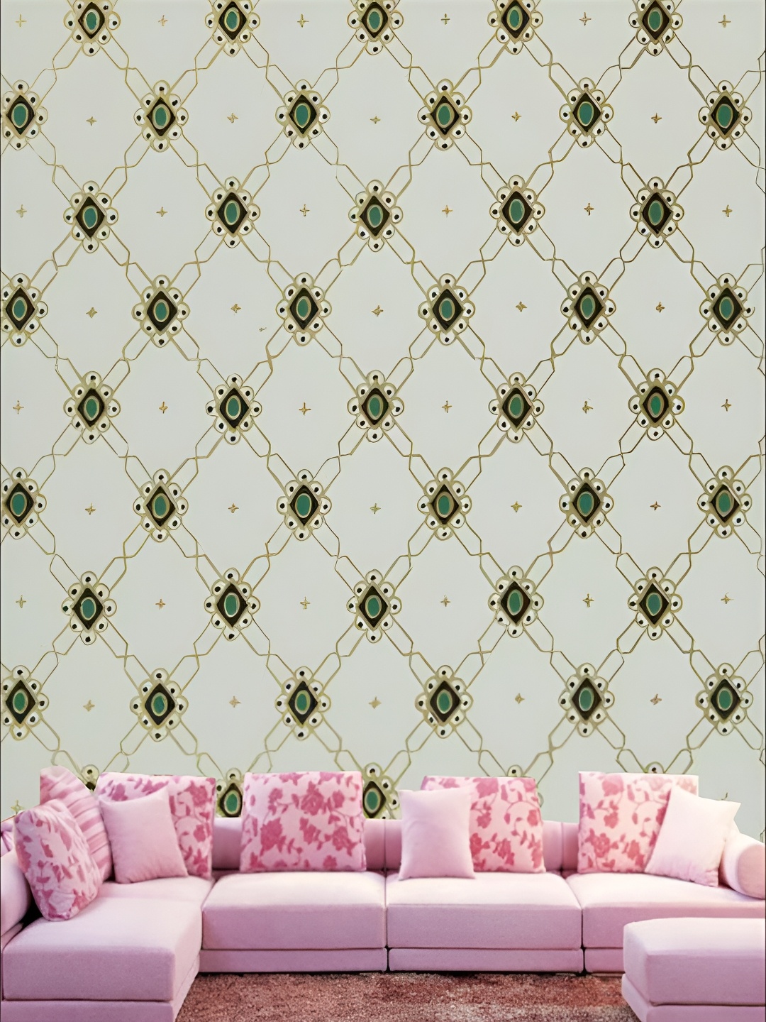 

KSHIRSA White & Green Geometric Printed 3D Self Adhesive Wall Sticker