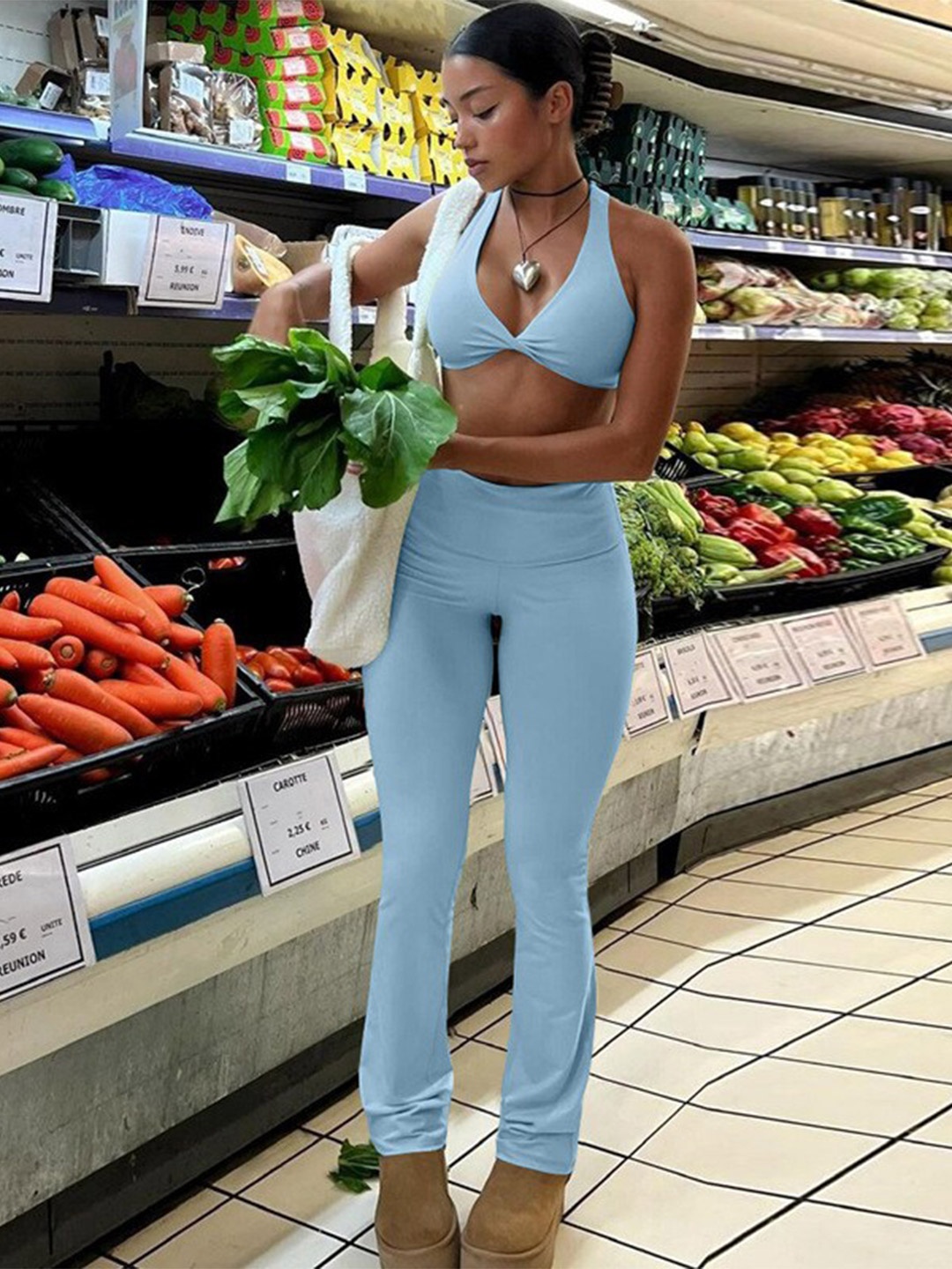 

StyleCast x Revolte Crop Top With Trousers, Blue