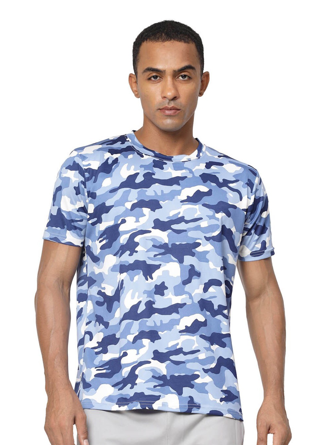 

EPPE Camouflage Printed Round Neck Dri-FIT Regular Fit T-shirt, Blue