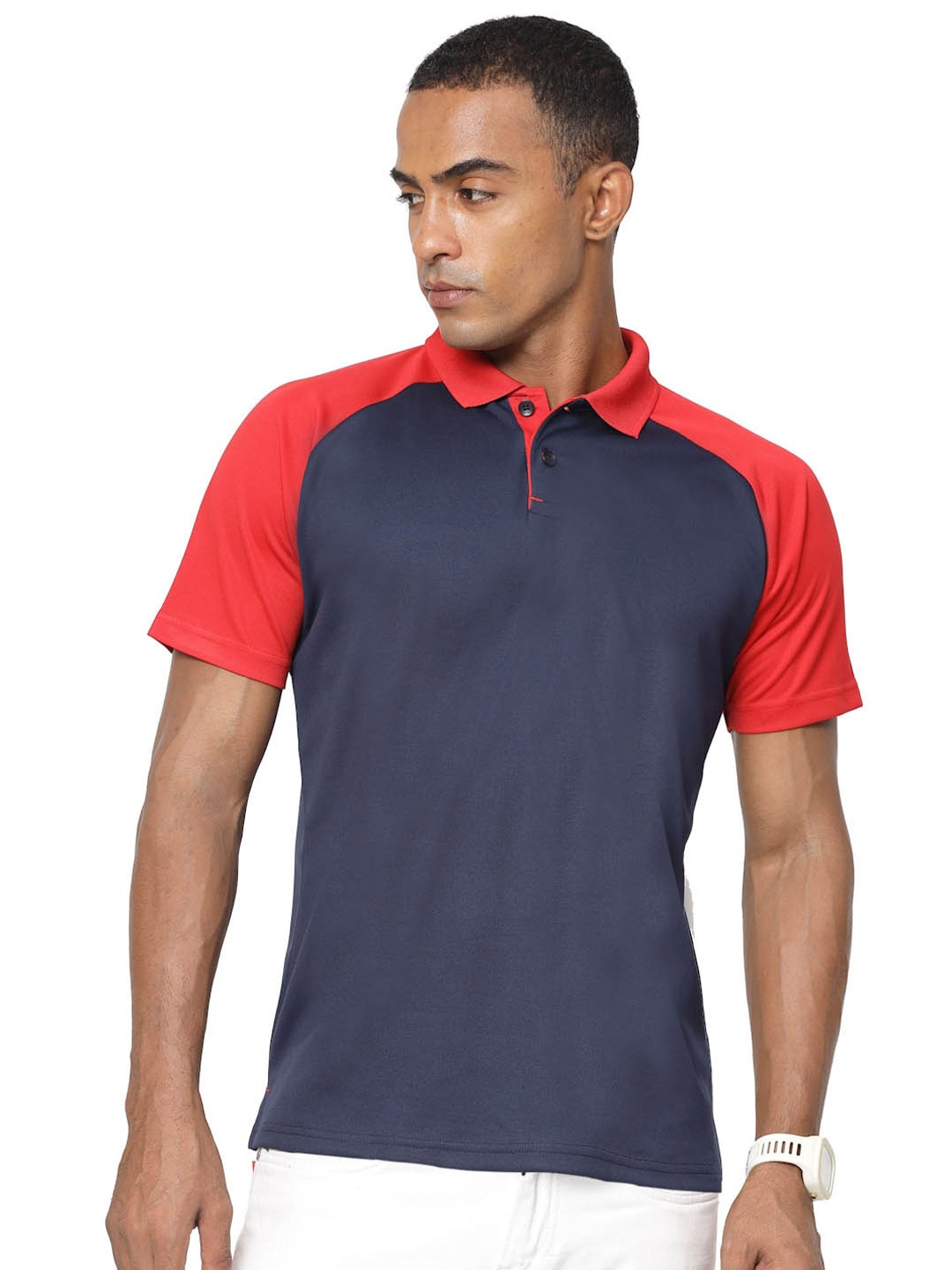 

EPPE Polo Collar Colourblocked Dri-FIT Regular Fit T-shirt, Navy blue