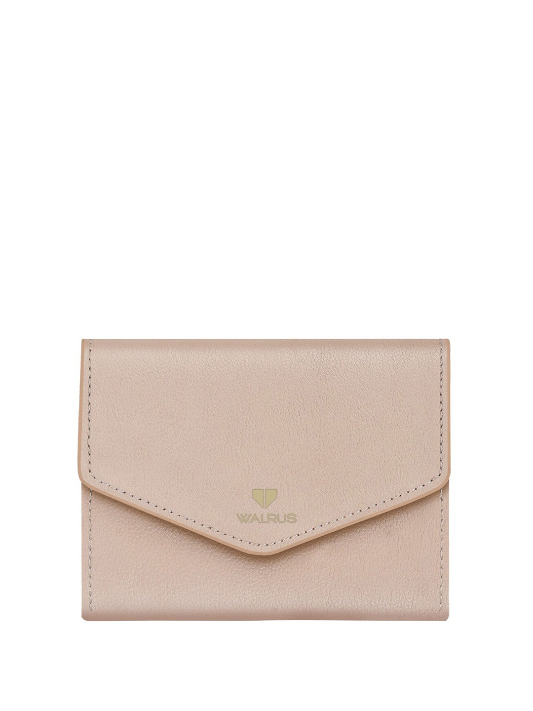 

Walrus Women Vegan Leather Three Fold Wallet, Beige