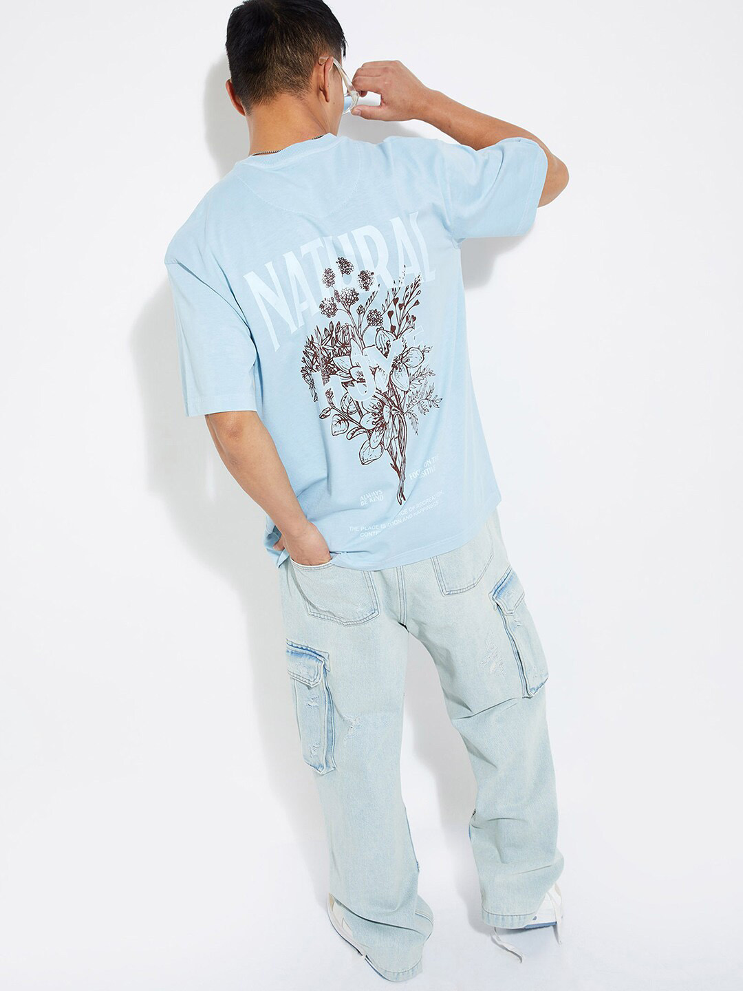 

max URB_N Men Oversized Back Printed T-shirt, Blue