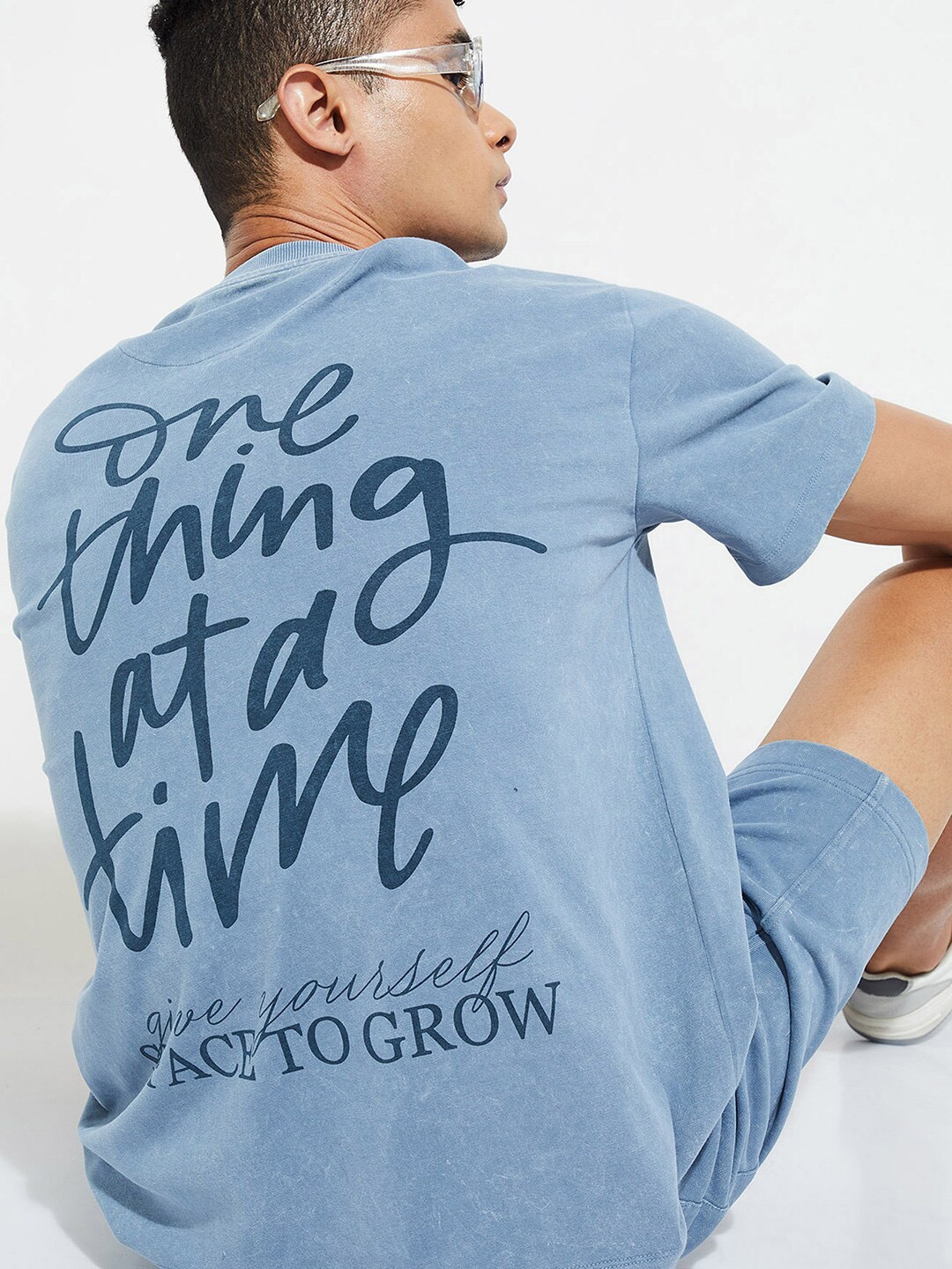 

max URB_N Men Oversized Back Printed T-shirt, Blue