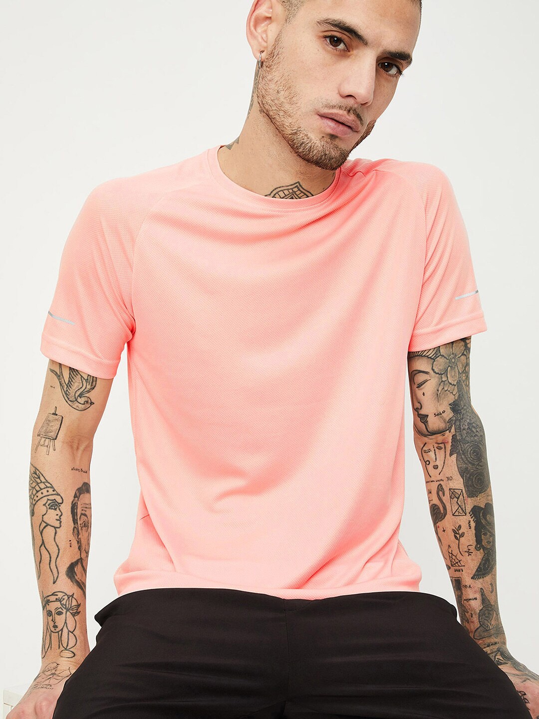 

max Round Neck Raglan Sleeves Sports T-shirt, Peach