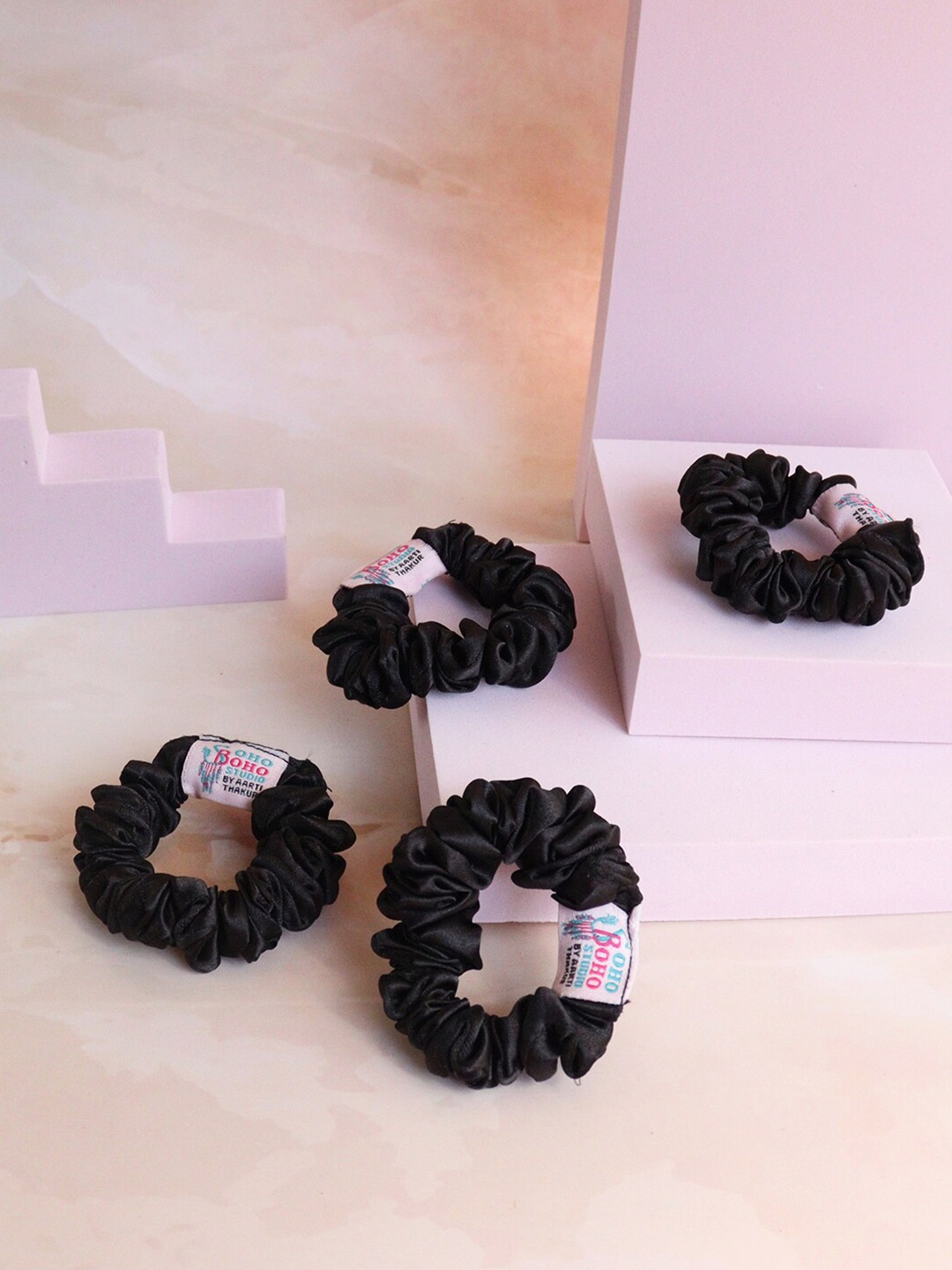 

Soho Boho Studio Set of 4 Ponytail Holders, Black