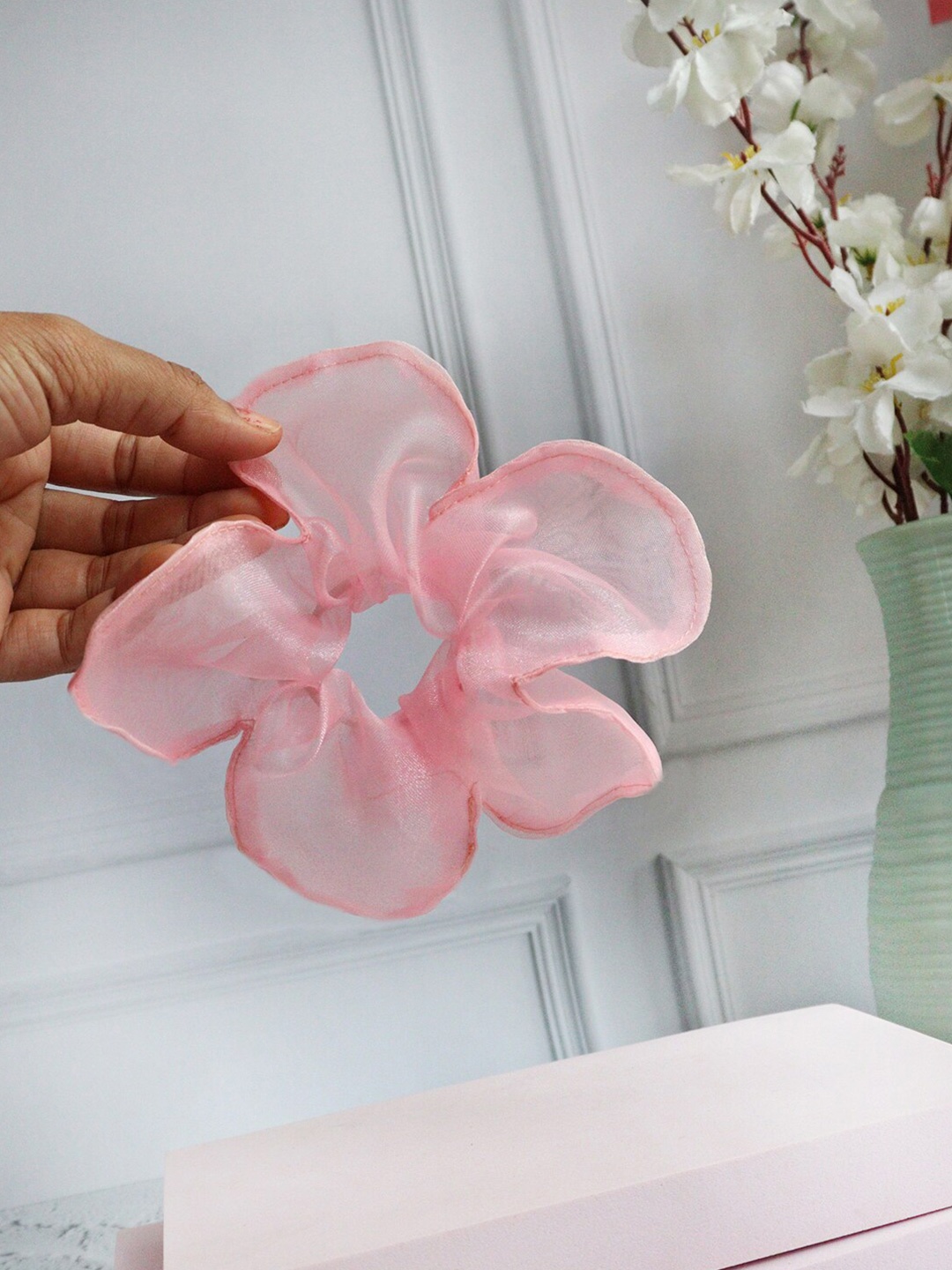 

Soho Boho Studio Sheer Flower Organza Ponytail Holder, Pink