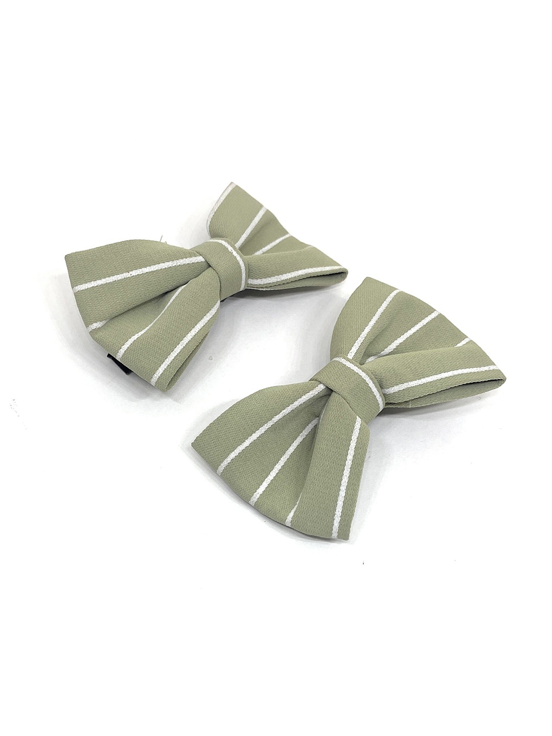 

BAESD Girls Set of 2 Striped Bow Alligator Hair Clip, Green