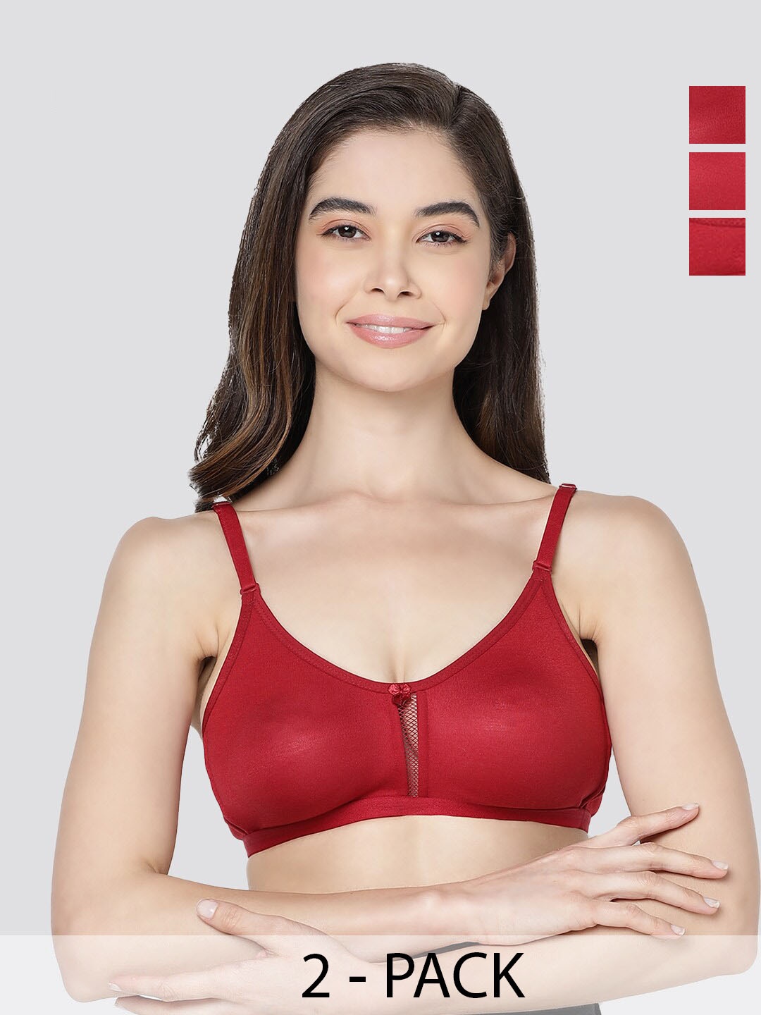 

Kalyani Gloria Pack of 3 Non Padded Seamless Bra MRN-MRN-MRN, Maroon