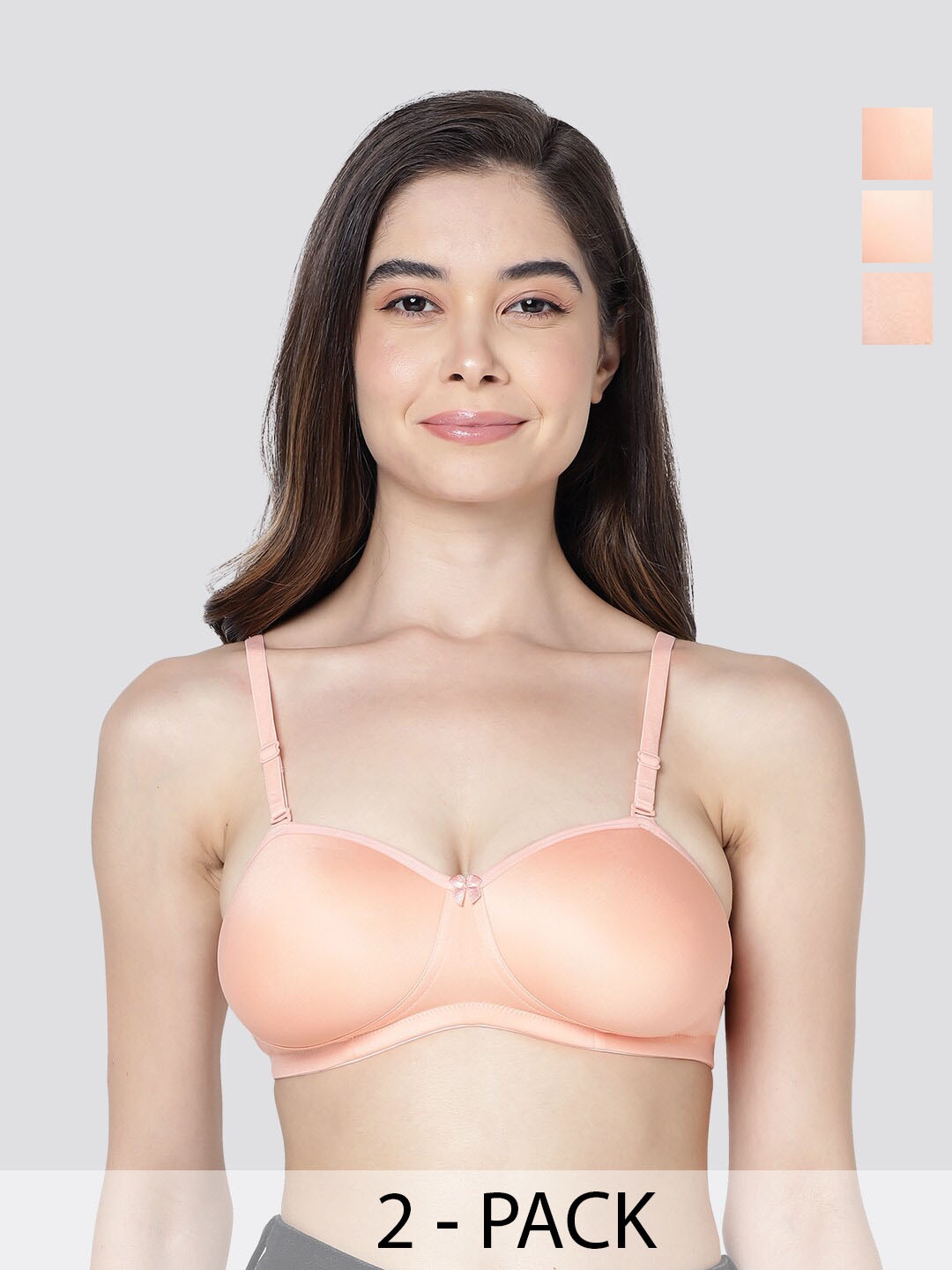 

Kalyani Leslie Pack of 3 Lightly Padded Balconette Bra PCH-PCH-PCH, Peach