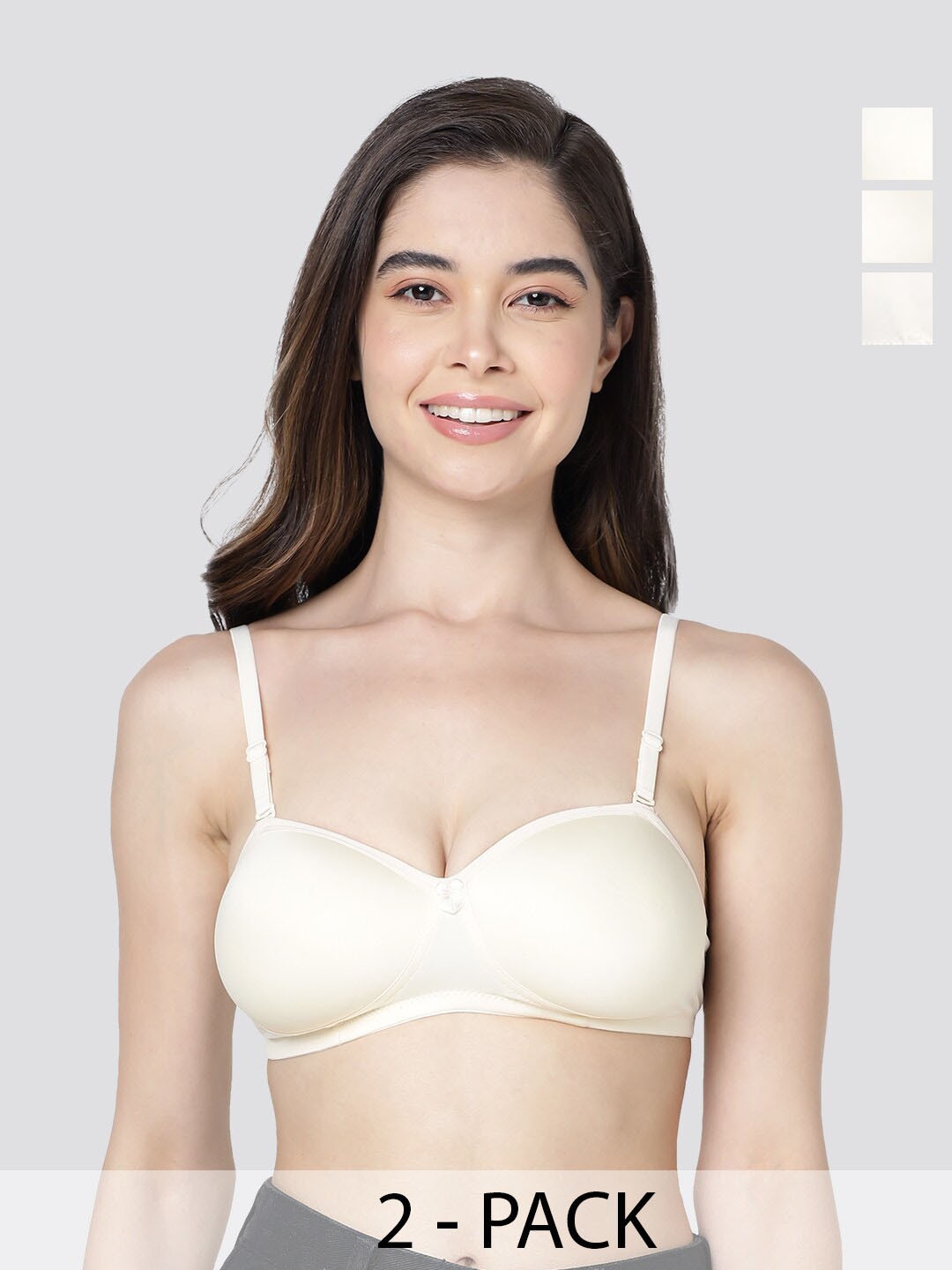 

Kalyani Leslie Pack of 3 Lightly Padded Balconette Bra SKN-SKN-SKN, Beige