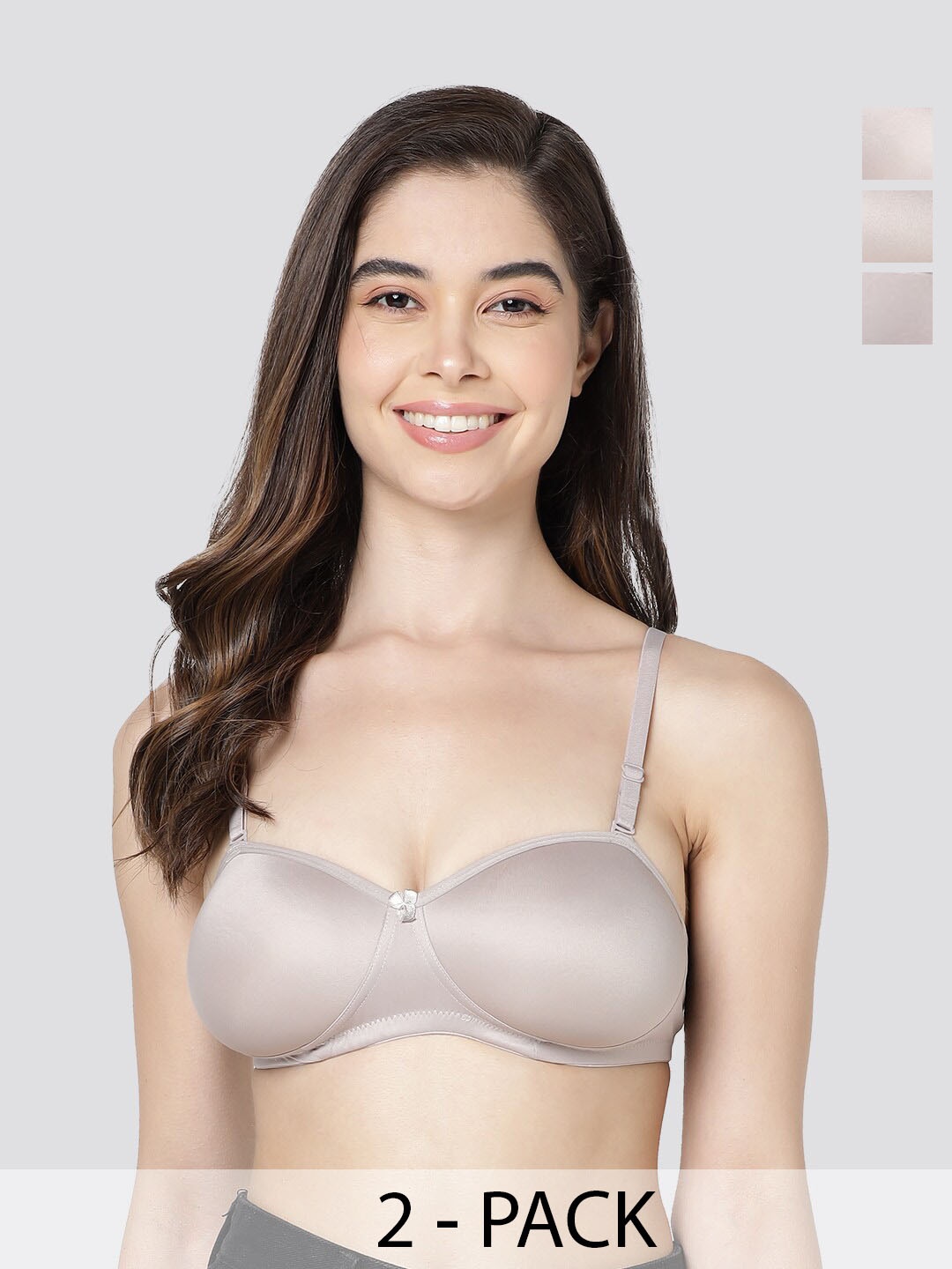 

Kalyani Leslie Pack of 3 Lightly Padded Balconette Bra GRY-GRY-GRY, Grey