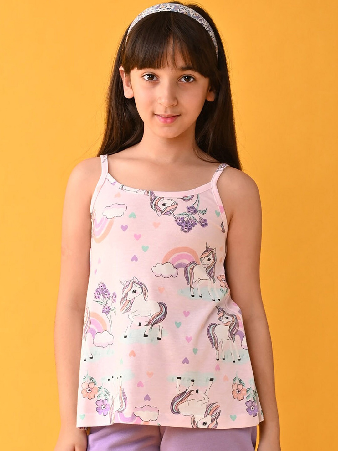 

Anthrilo Girls Floral Printed Cotton Tops, Pink