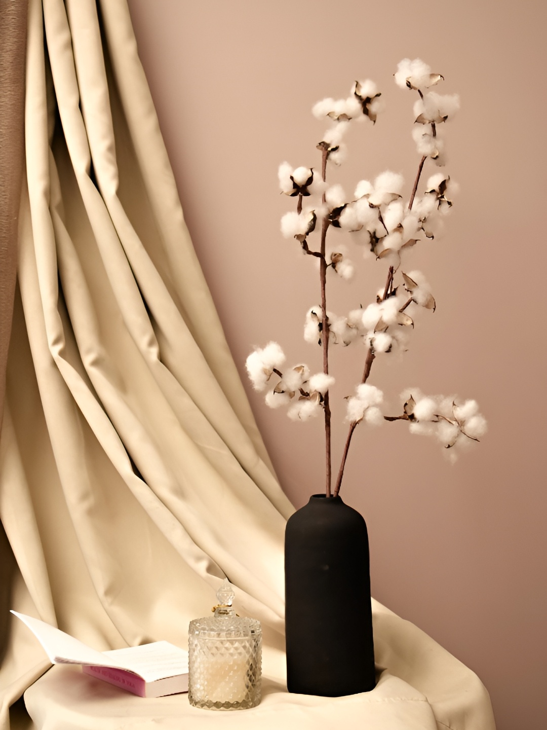 

Artecasa Black Long Vase with Cotton Sticks
