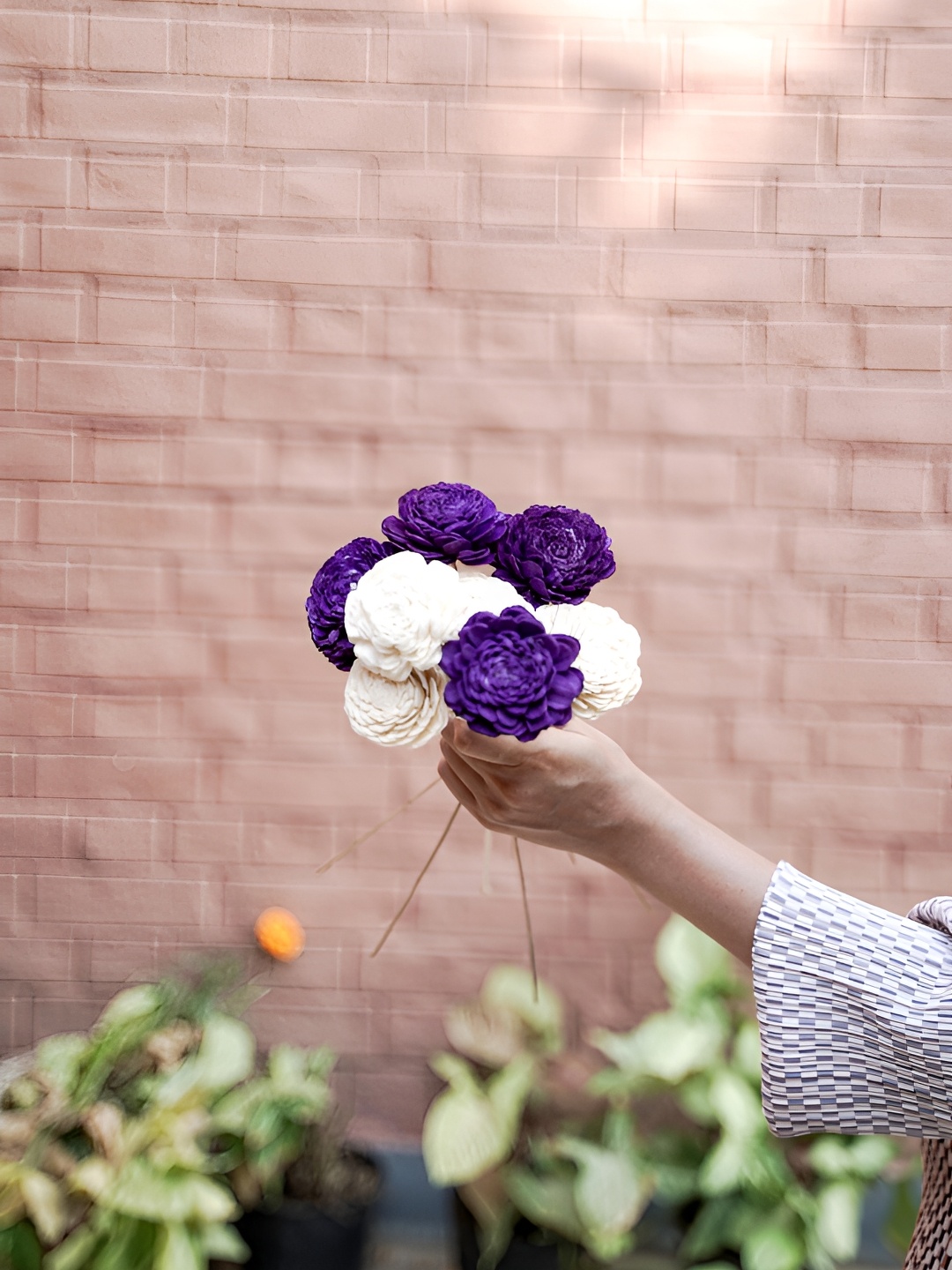 

Artecasa Purple Set Of 6 Dried and White Sola Flower