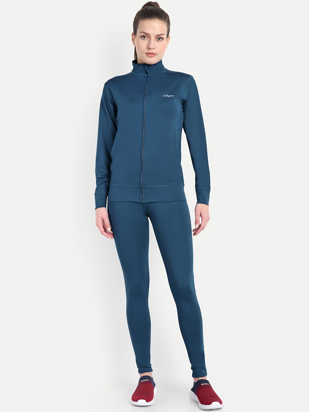 

WAYLENE Mock Collar Jacket & Tights, Teal