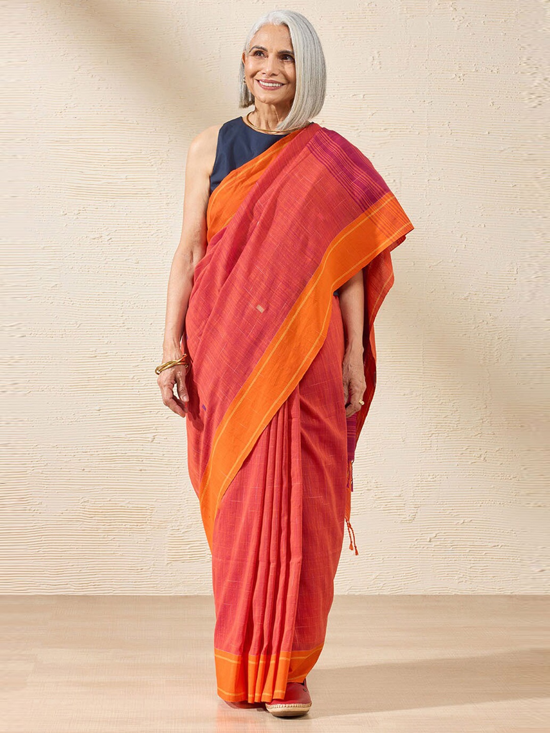 

Taneira Pure Cotton Saree, Red