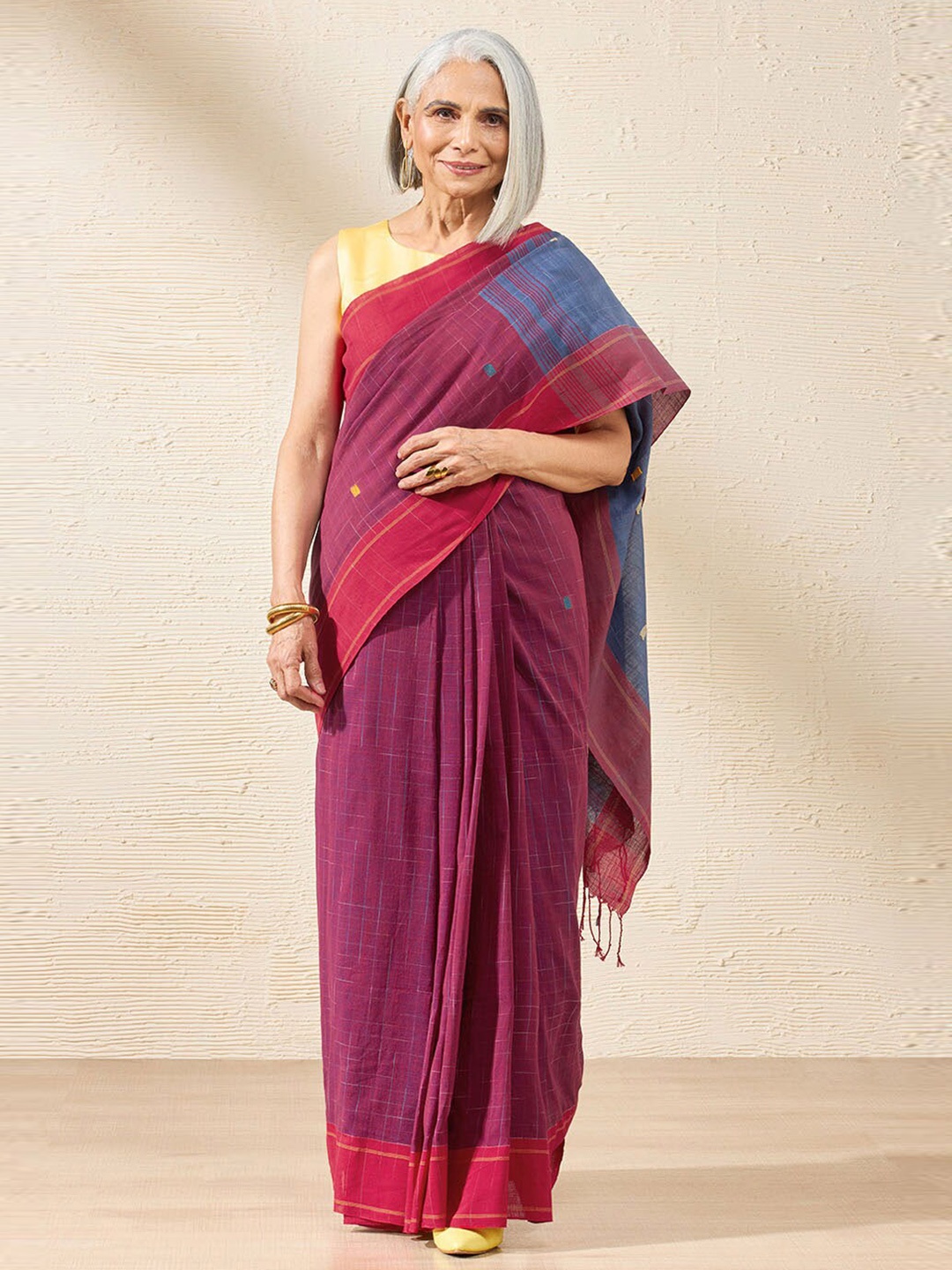 

Taneira Woven Design Pure Cotton Saree, Purple