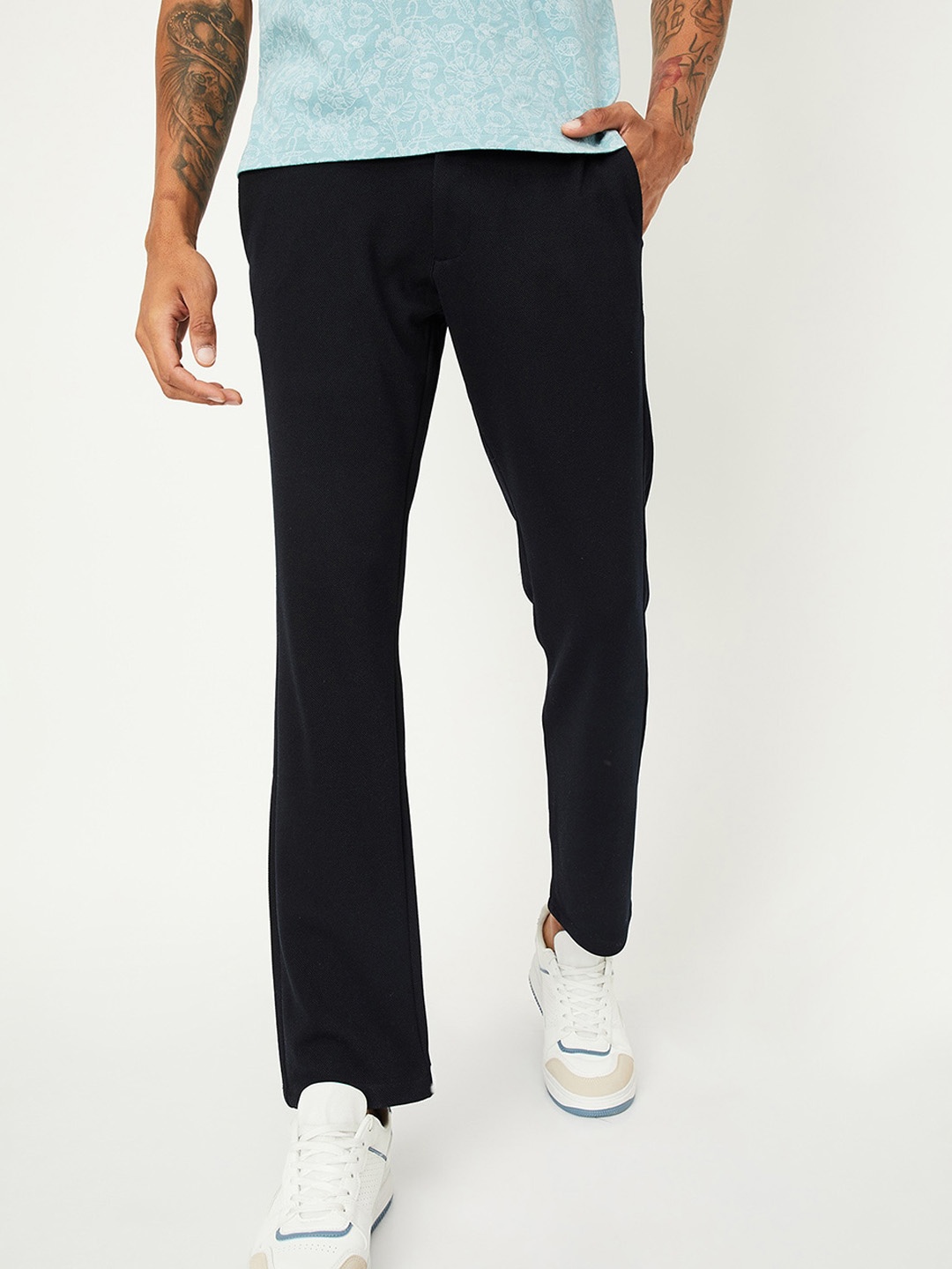 

max Men Mid-Rise Regular Fit Trouser, Navy blue