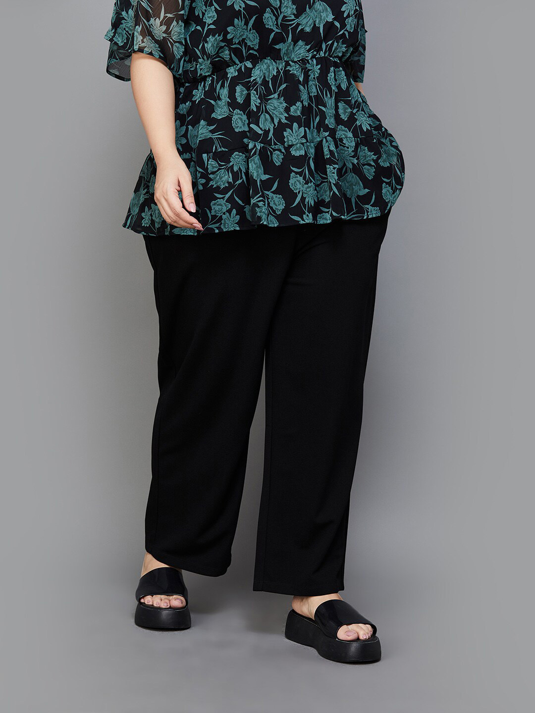 

Moiree by Lifestyle Plus Size Knitted Palazzos, Black