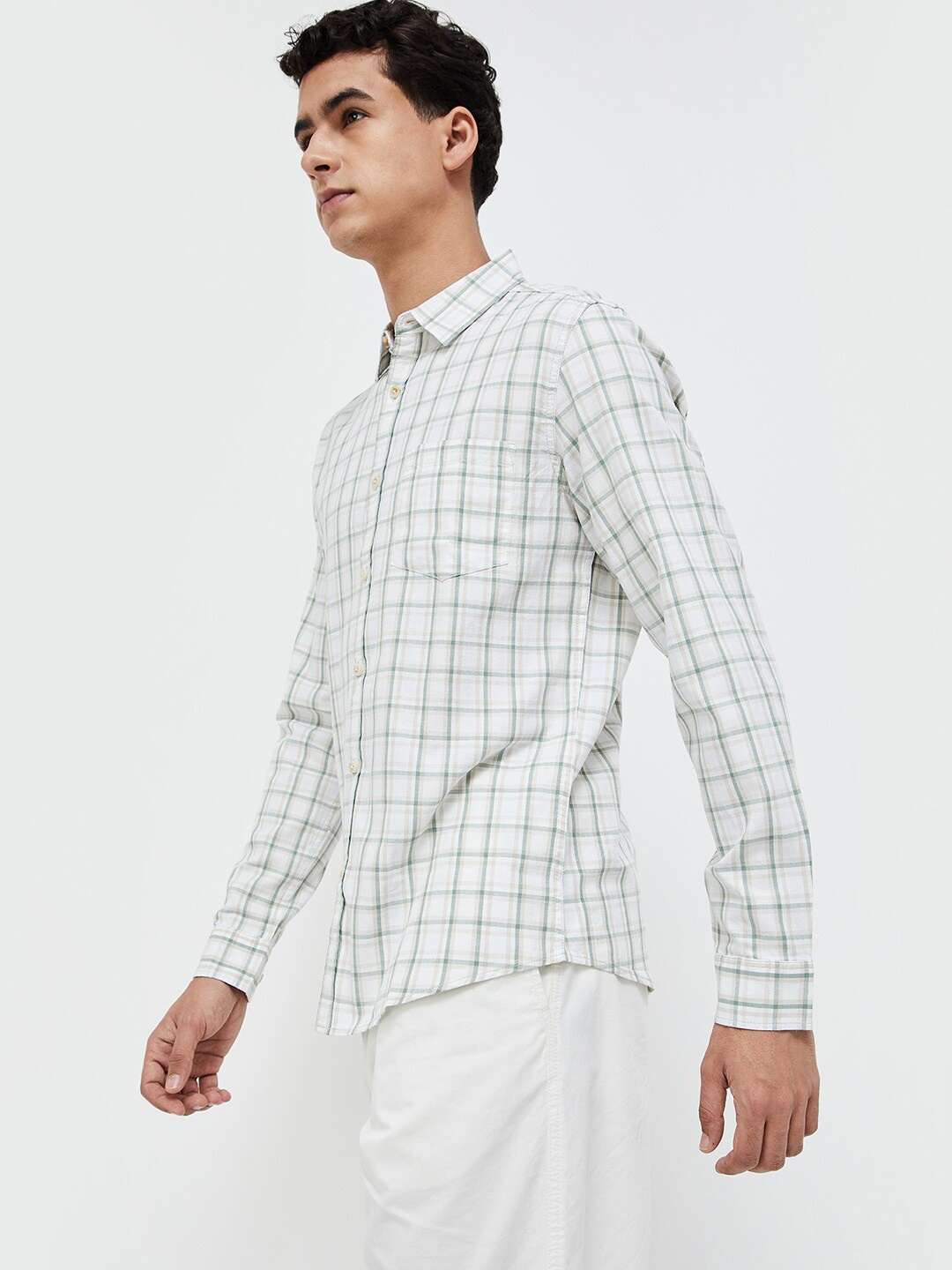 

Forca by Lifestyle Tartan Checked Cotton Casual Shirt, White