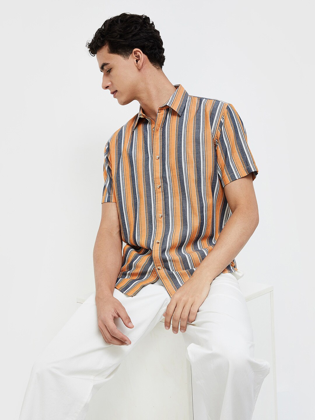 

Forca by Lifestyle Vertical Striped Cotton Casual Shirt, Multi