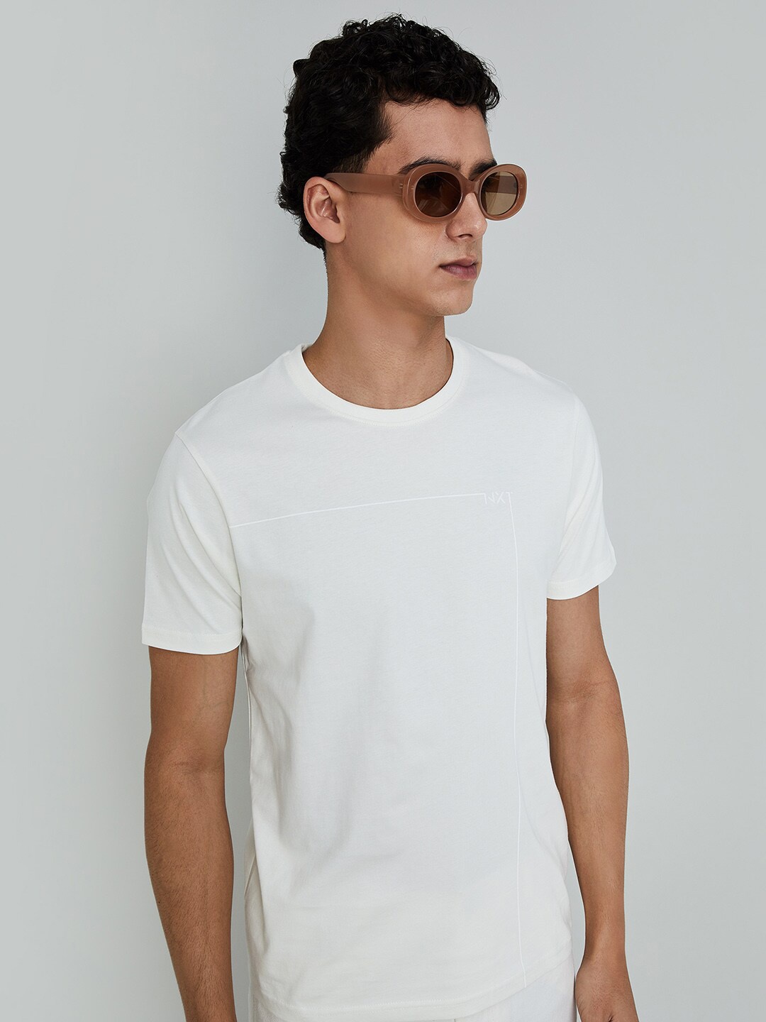 

Forca by Lifestyle Round Neck Cotton T-shirt, Off white