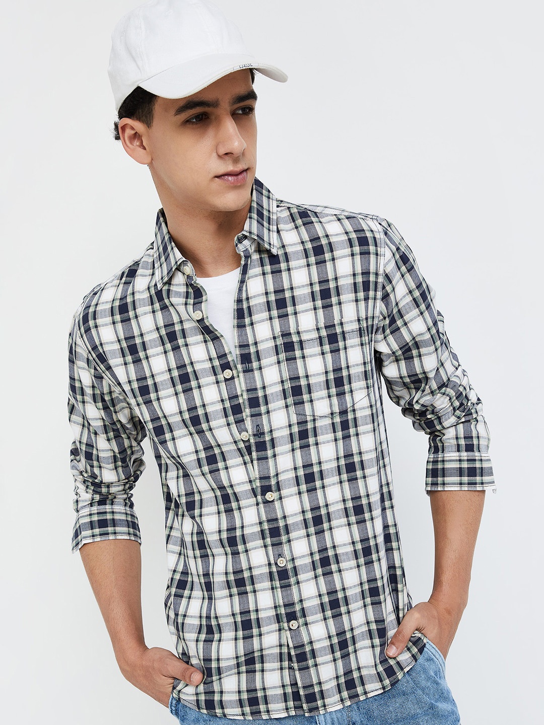 

Forca by Lifestyle Tartan Checked Cotton Casual Shirt, Black