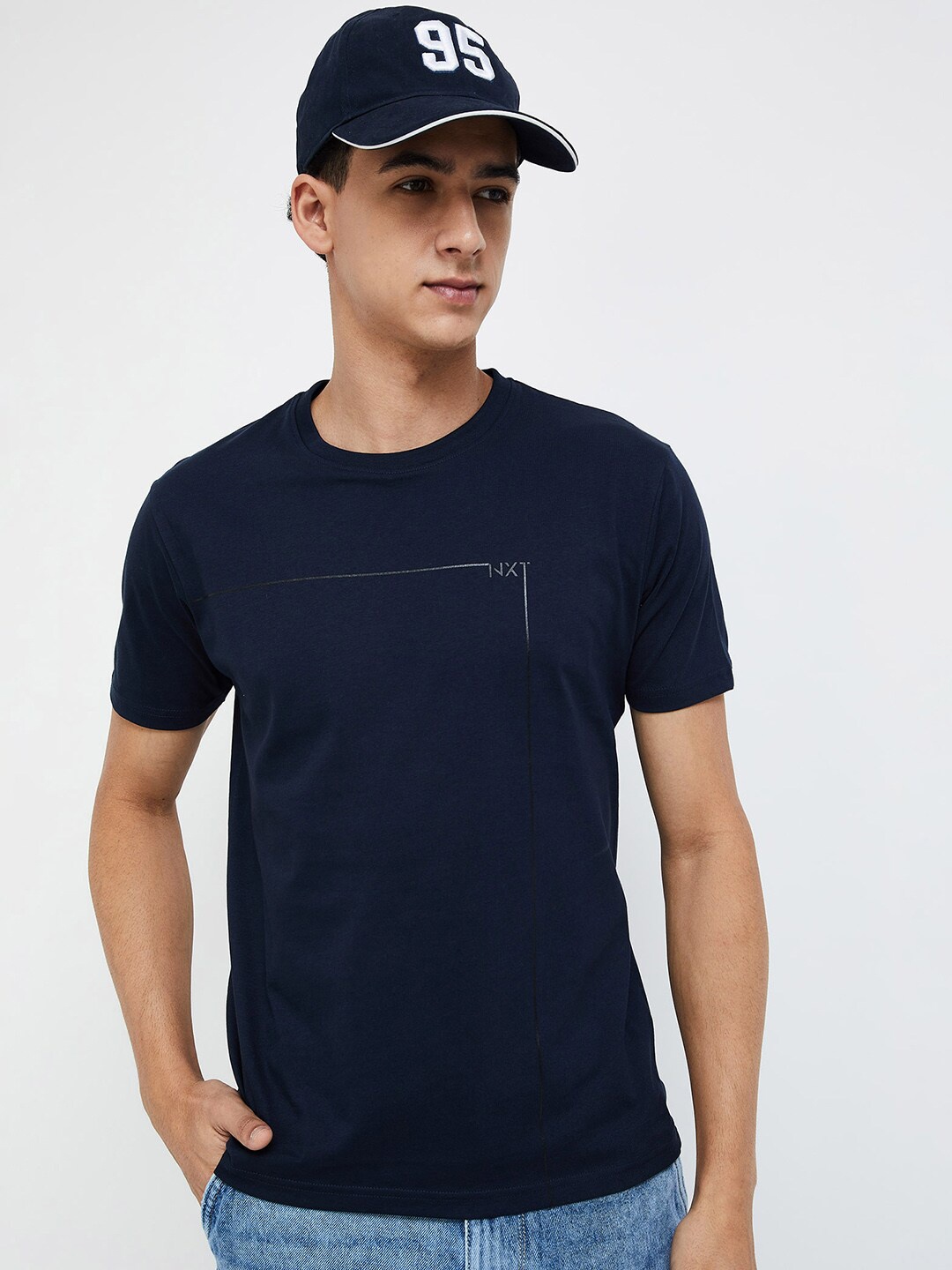 

Forca by Lifestyle Round Neck Cotton T-shirt, Navy blue