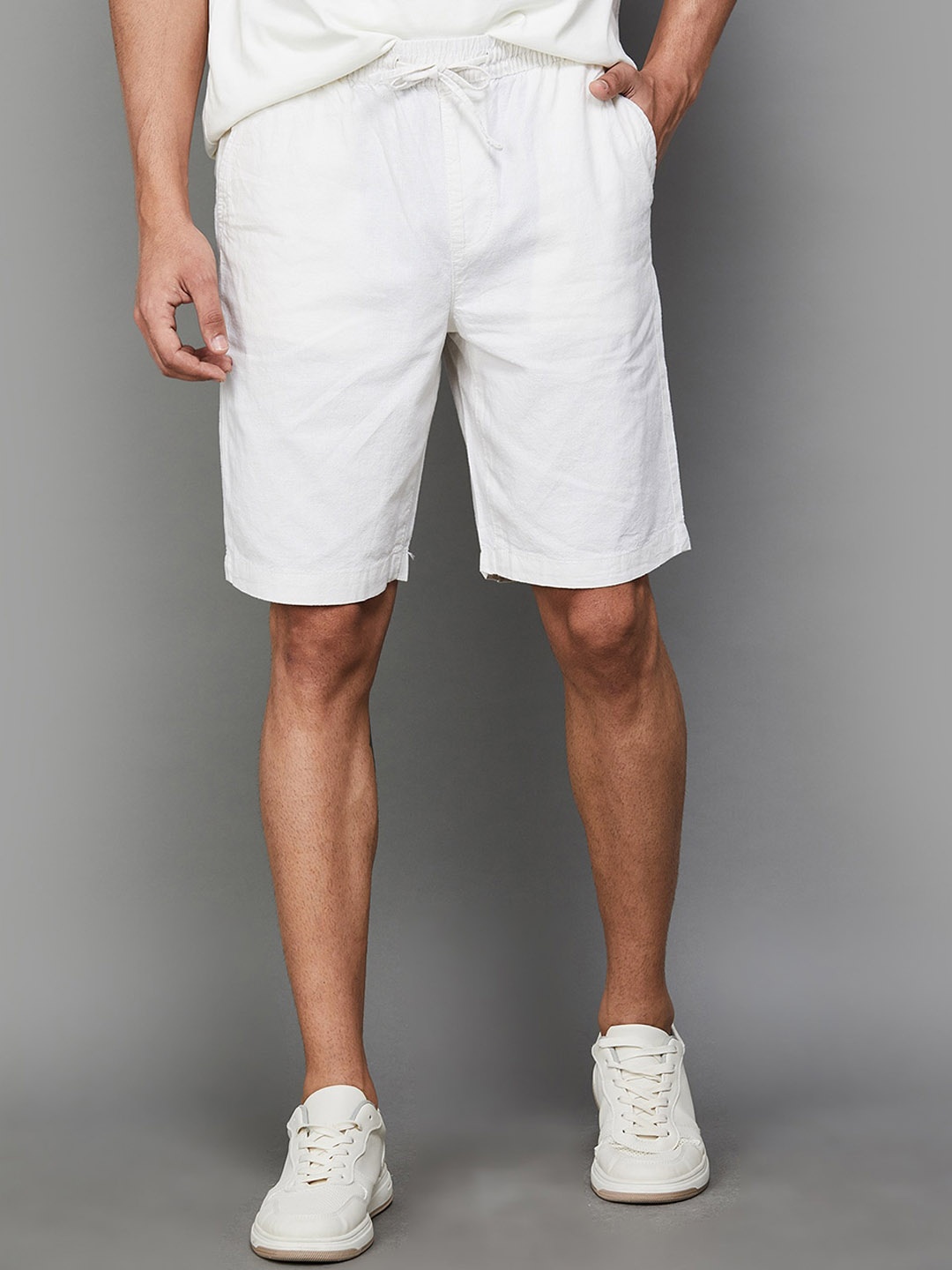 

Fame Forever by Lifestyle Men Mid Rise Cotton & Linen Shorts, White