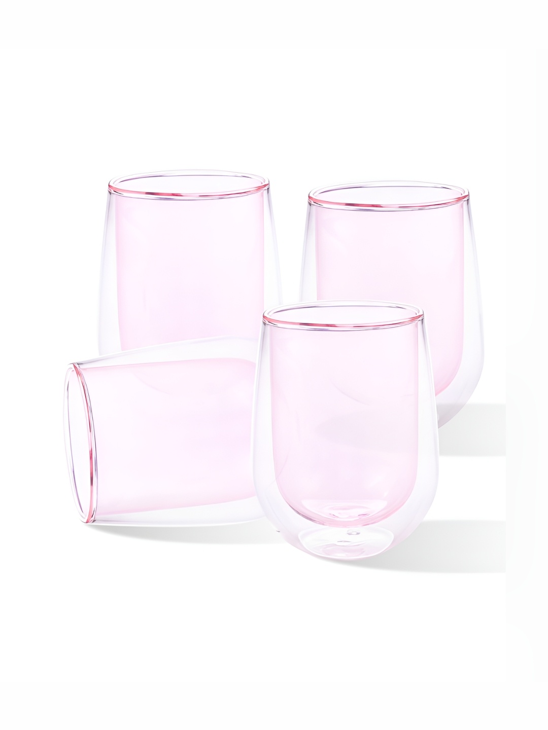 

Gleevers Pink 4Pcs Borosilicate Glass Matte Mugs 190 ml Each