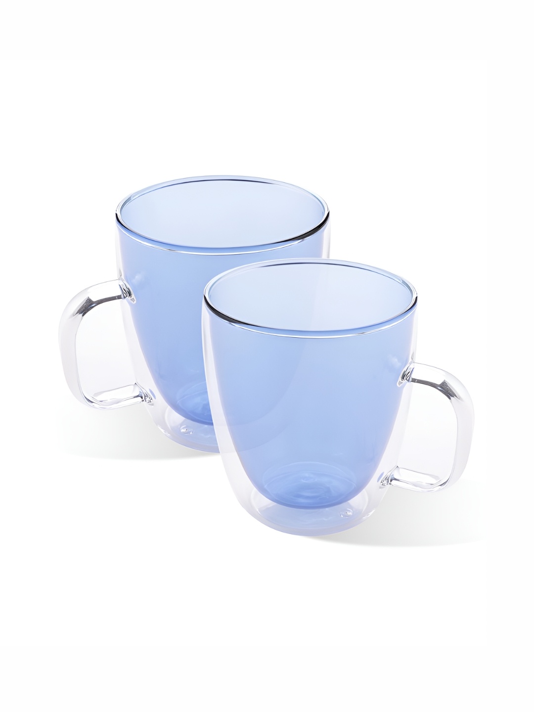 

Gleevers Blue 2Pcs Borosilicate Glass Glossy Mugs 400 ml each
