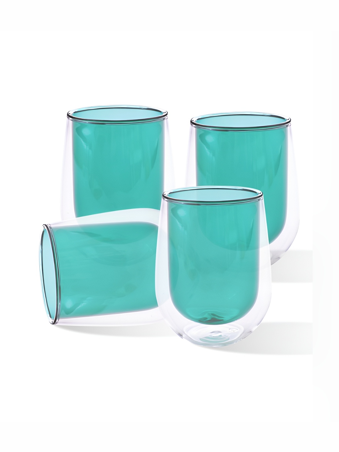 

Gleevers Green 4 Pieces Borosilicate Glass Glossy Mugs 190 ml Each