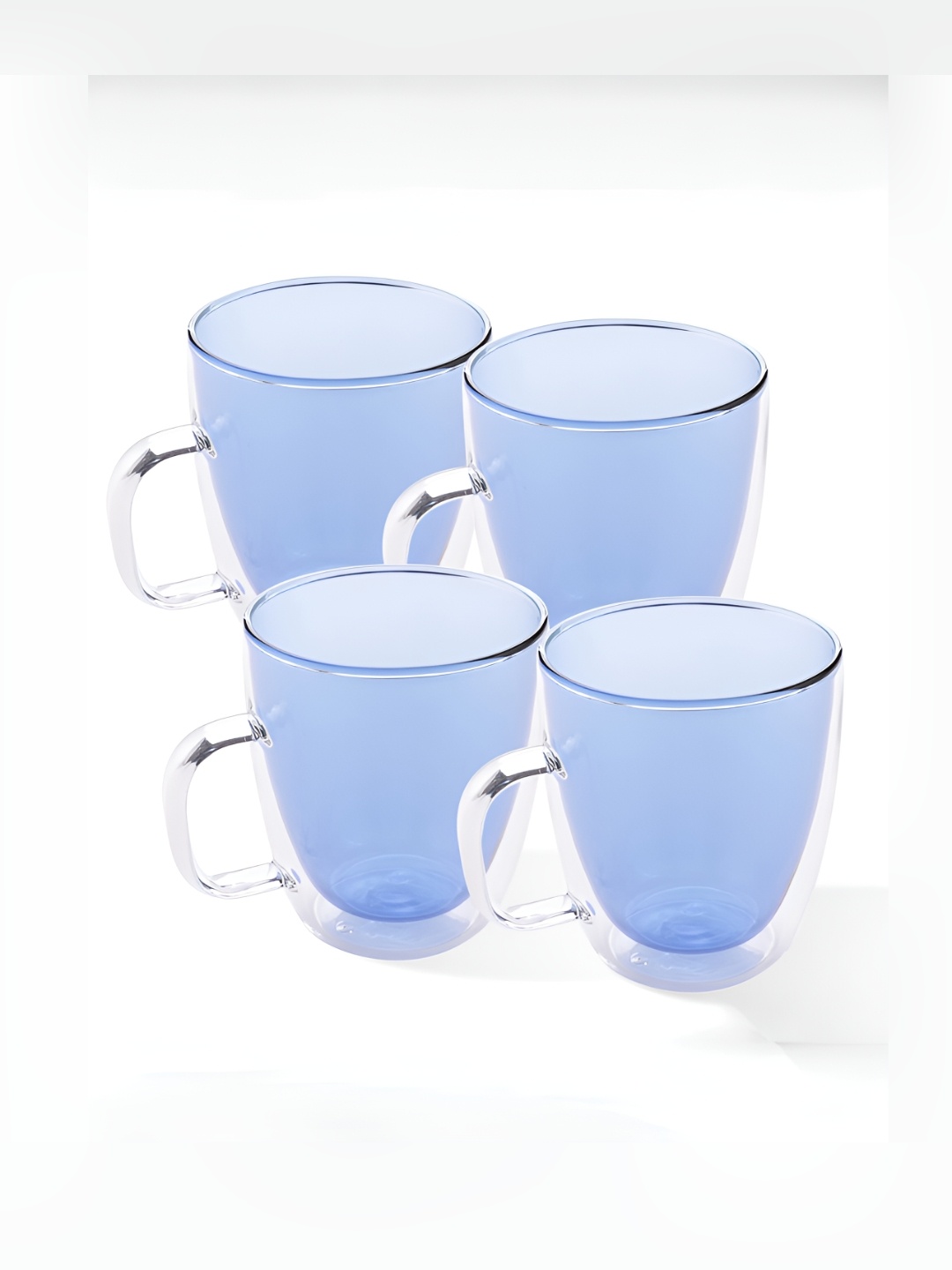 

Gleevers Blue 4 Pieces Borosilicate Glass Glossy Mugs 400 ml Each