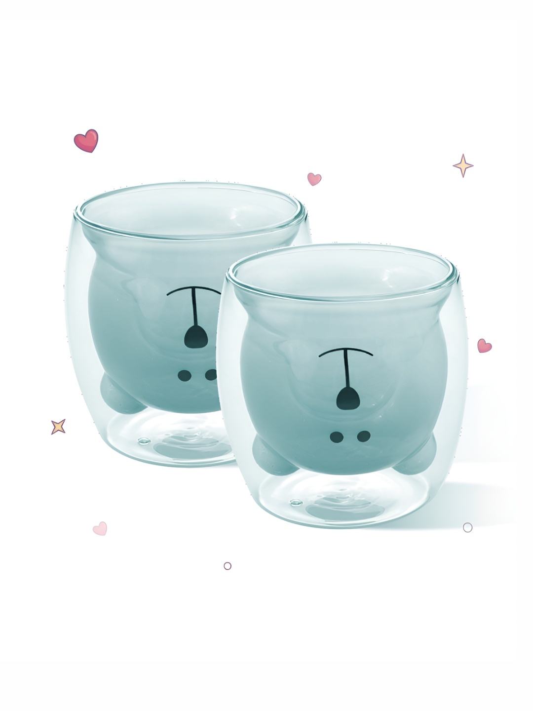 

Gleevers Blue & Black 2Pcs Printed Borosilicate Glass Transparent Mugs 250 ml Each