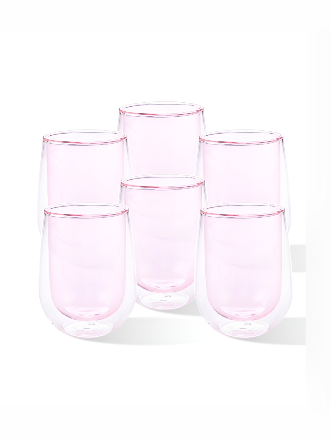 

Gleevers Pink 6 Pieces Borosilicate Glass Transparent Mugs 190 ml Each
