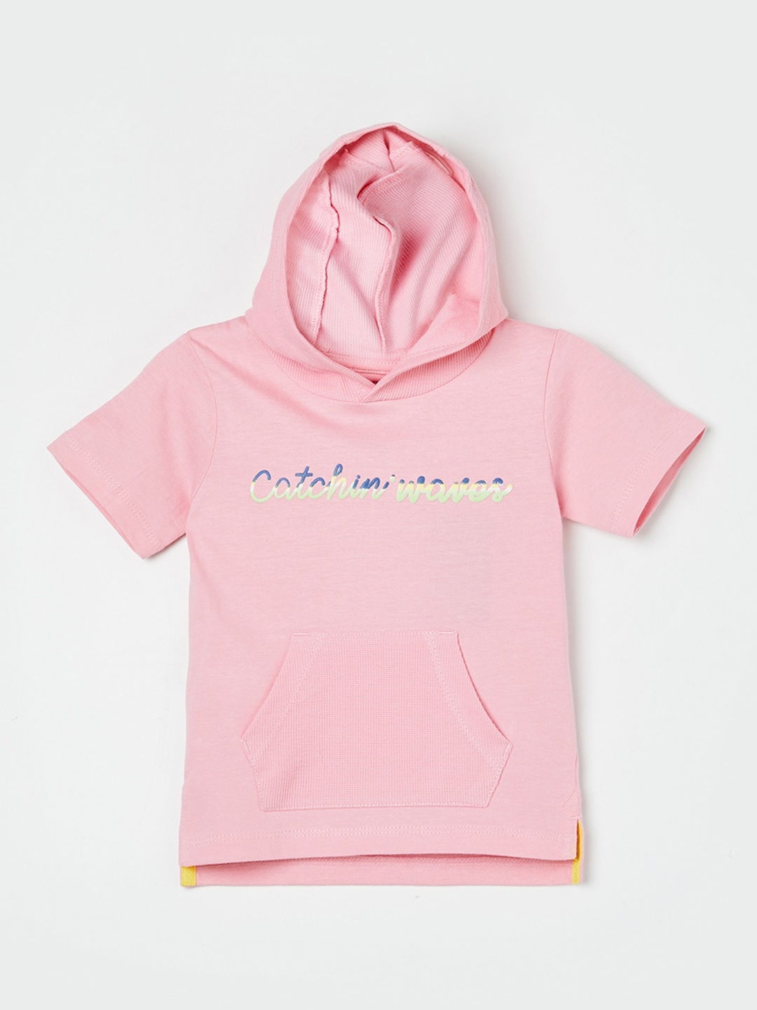

Juniors by Lifestyle Boys Typography Printed Hooded T-shirt, Pink