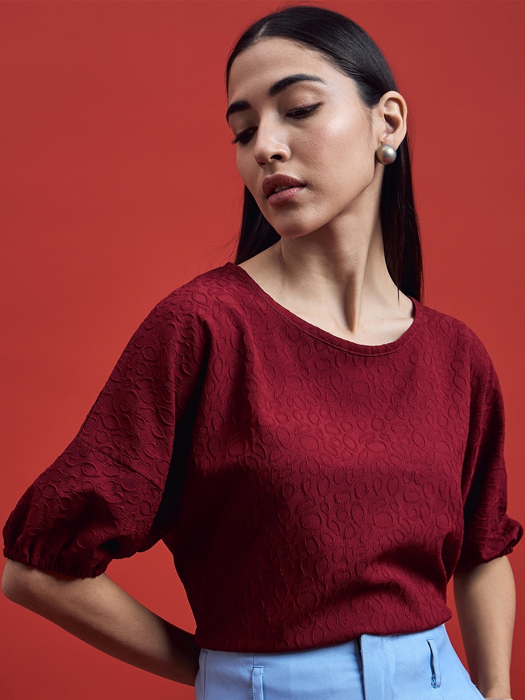 

all about you Extended Sleeves Top, Red