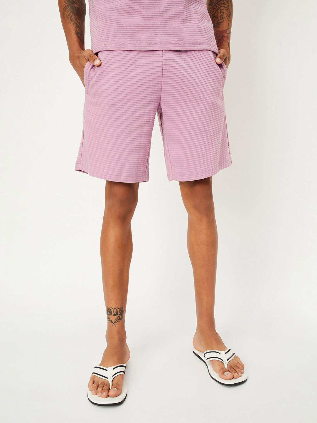 

max Men Self Design Lounge Shorts, Pink