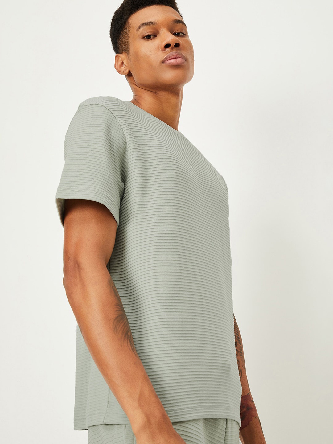 

max Round Neck Pure Cotton Lounge T-shirt, Green