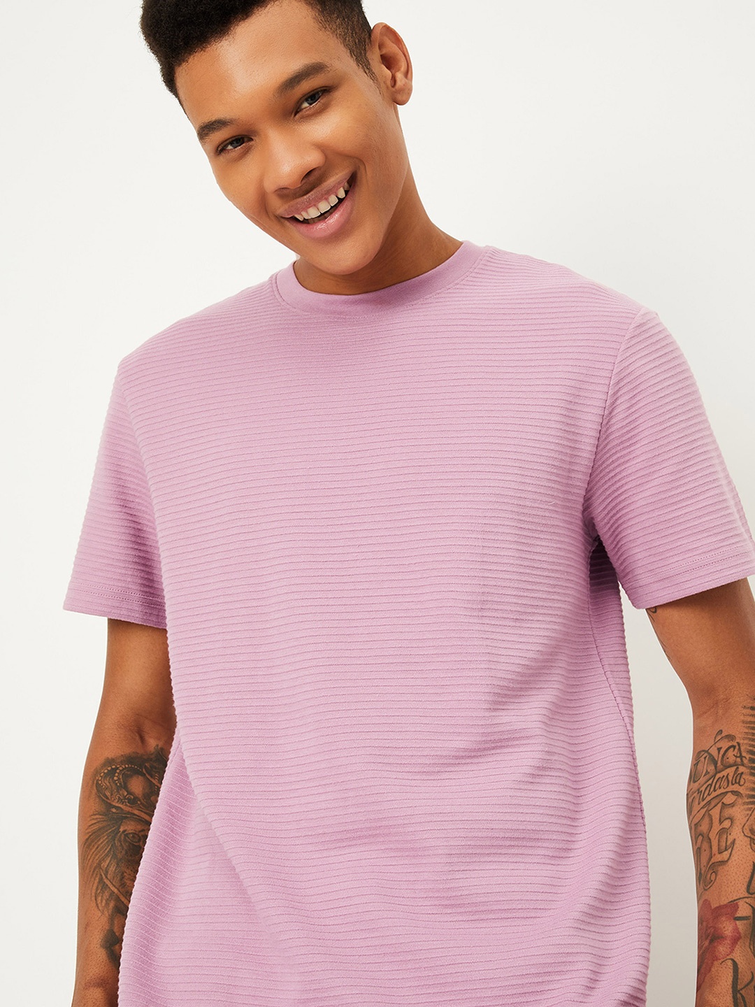 

max Round Neck Pure Cotton Lounge T-shirt, Pink