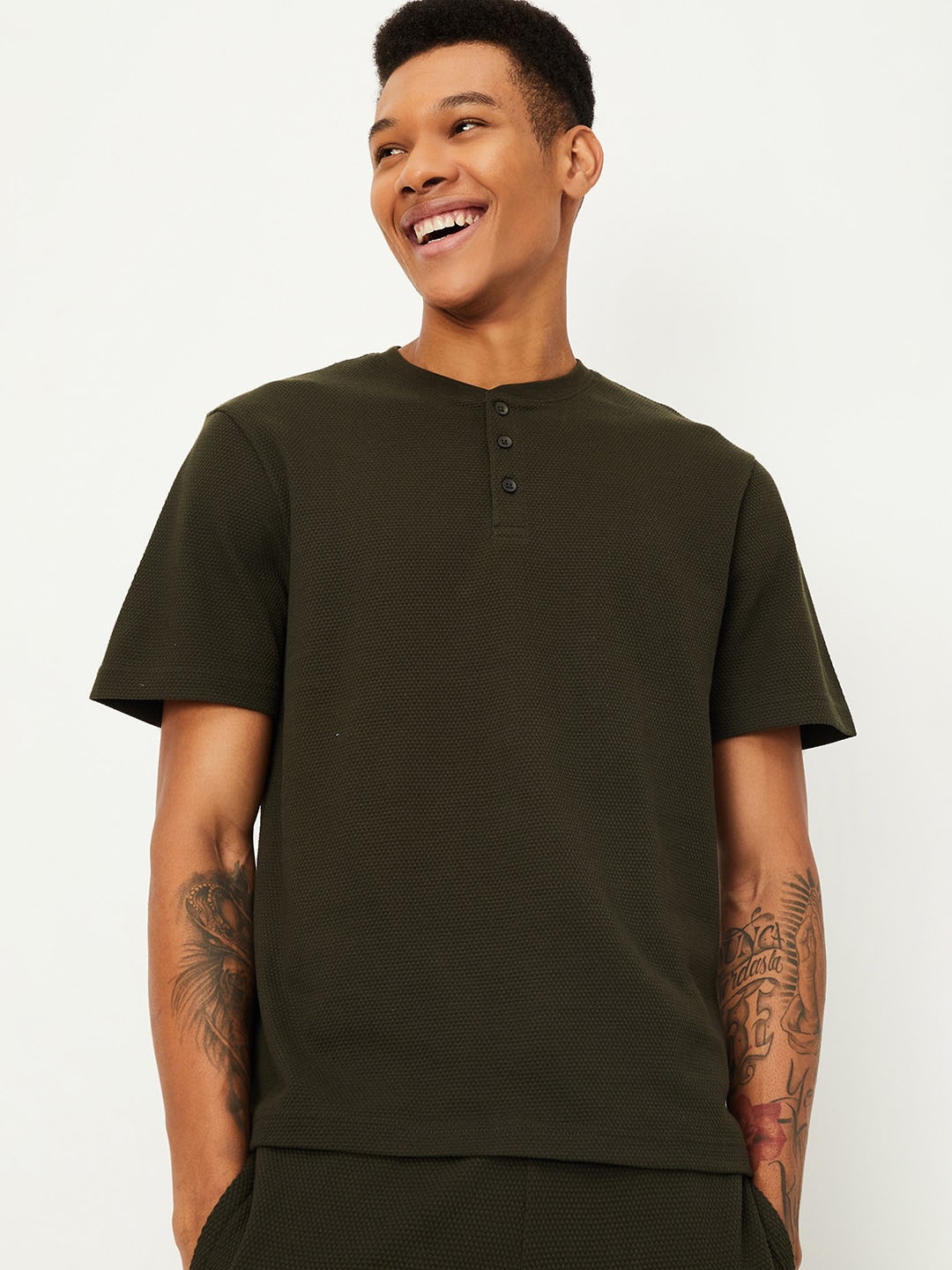 

max Round Neck Lounge T-shirt, Olive