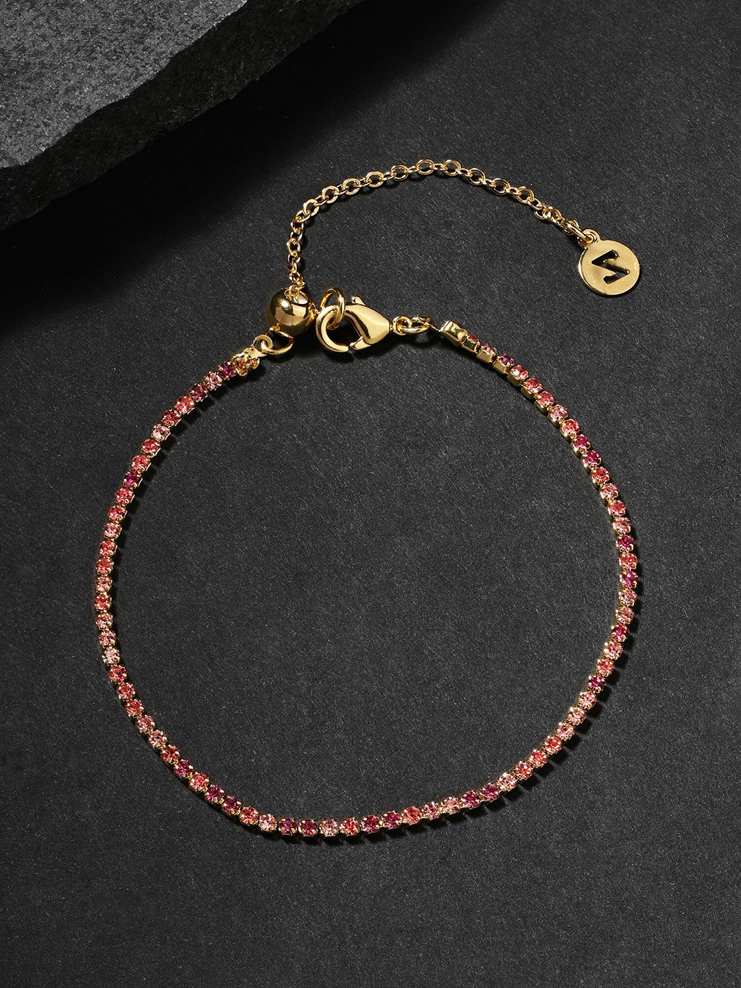 

Accessorize London 14K Gold Plated Pink Tennis Bracelet