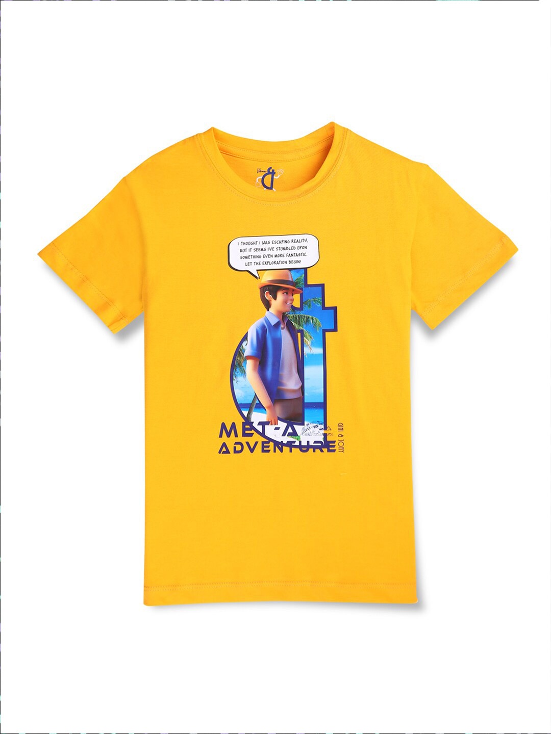 

Gini and Jony Boys Round Neck Short Sleeves Graphic Printed Cotton Regular Fit T-shirt, Yellow