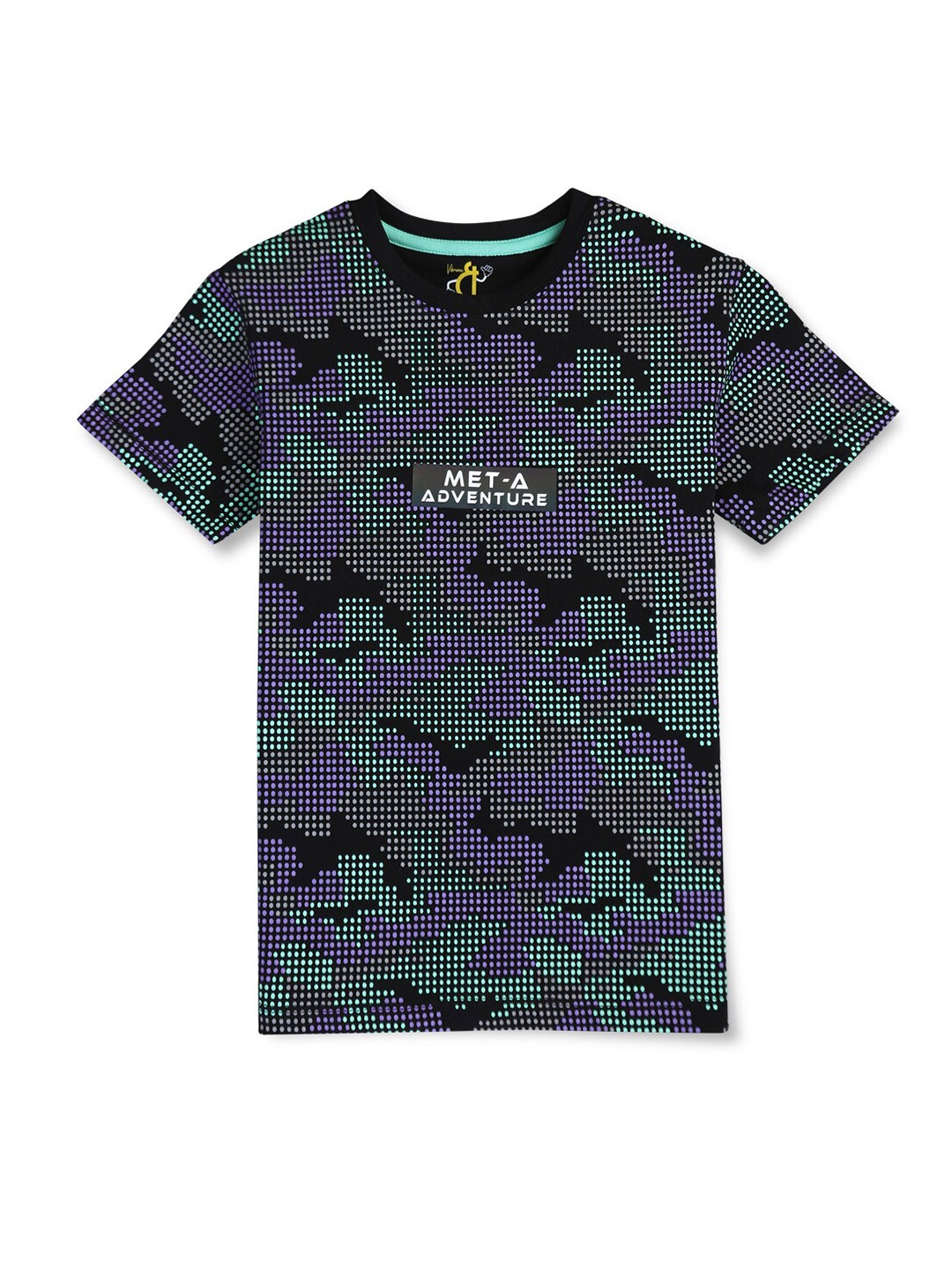 

Gini and Jony Boys Round Neck Short Sleeves Graphic Printed Cotton Regular Fit T-shirt, Black